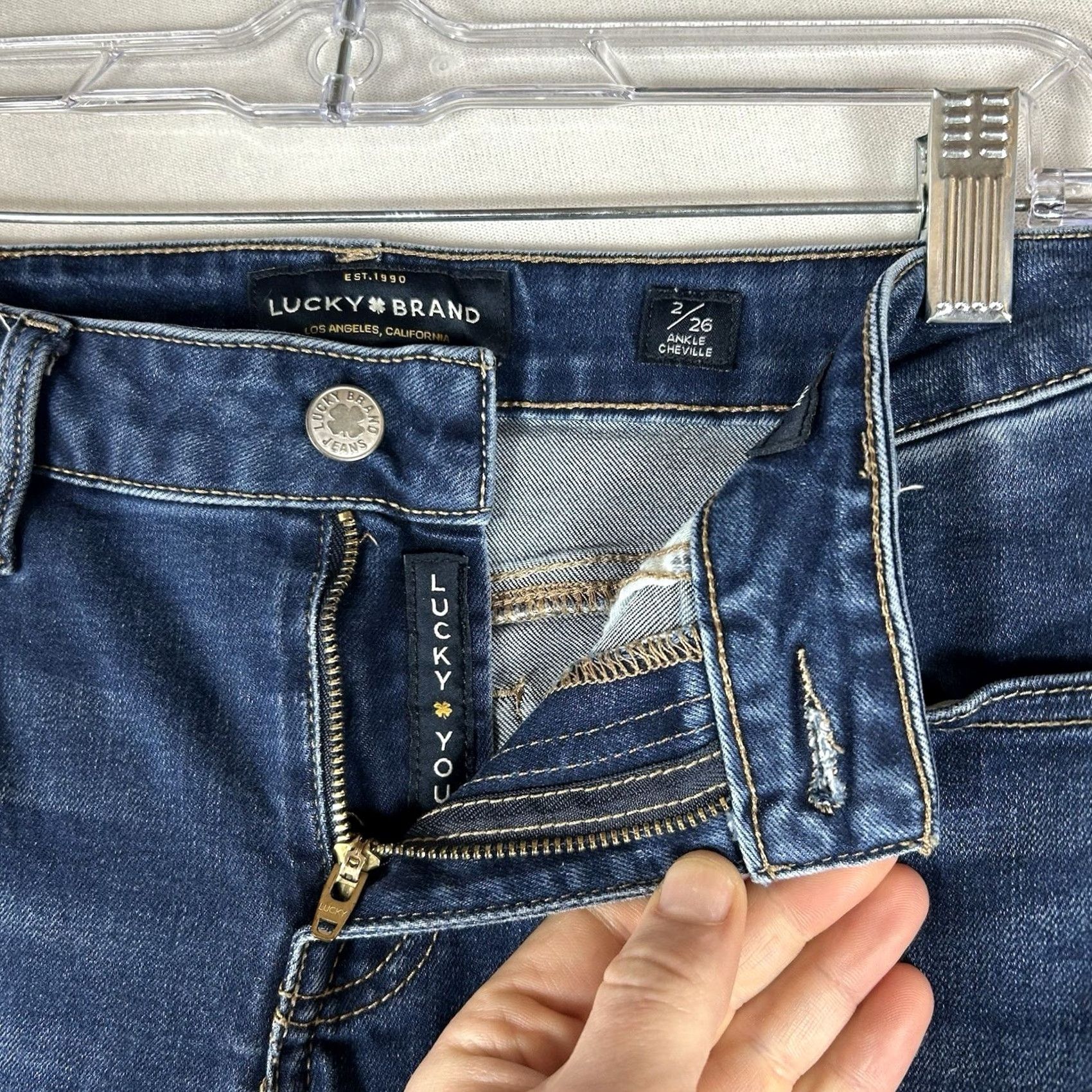 Lucky Brand Lucky Brand Lolita Skinny Jeans Womens 2/26 Ankle Denim Blue Dark Wash Casual Jeans Womens Skinny Fit 26in Inseam 5-Pocket Size 26" / US 2 / IT 38 - 4 Thumbnail