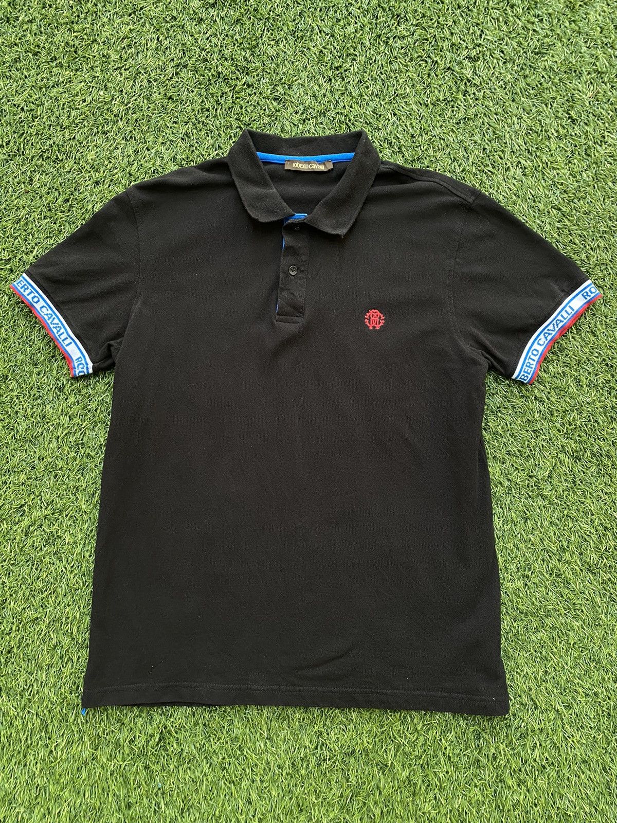 Roberto Cavalli Vintage Roberto Cavalli Cuffs Tape Polo Shirts Size US M / EU 48-50 / 2 - 2 Thumbnail