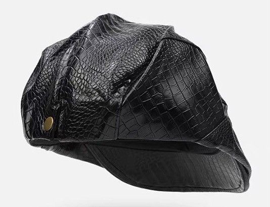 Japanese Brand Retro punk crocodile faux leather flat cap hat Size ONE SIZE - 5 Thumbnail