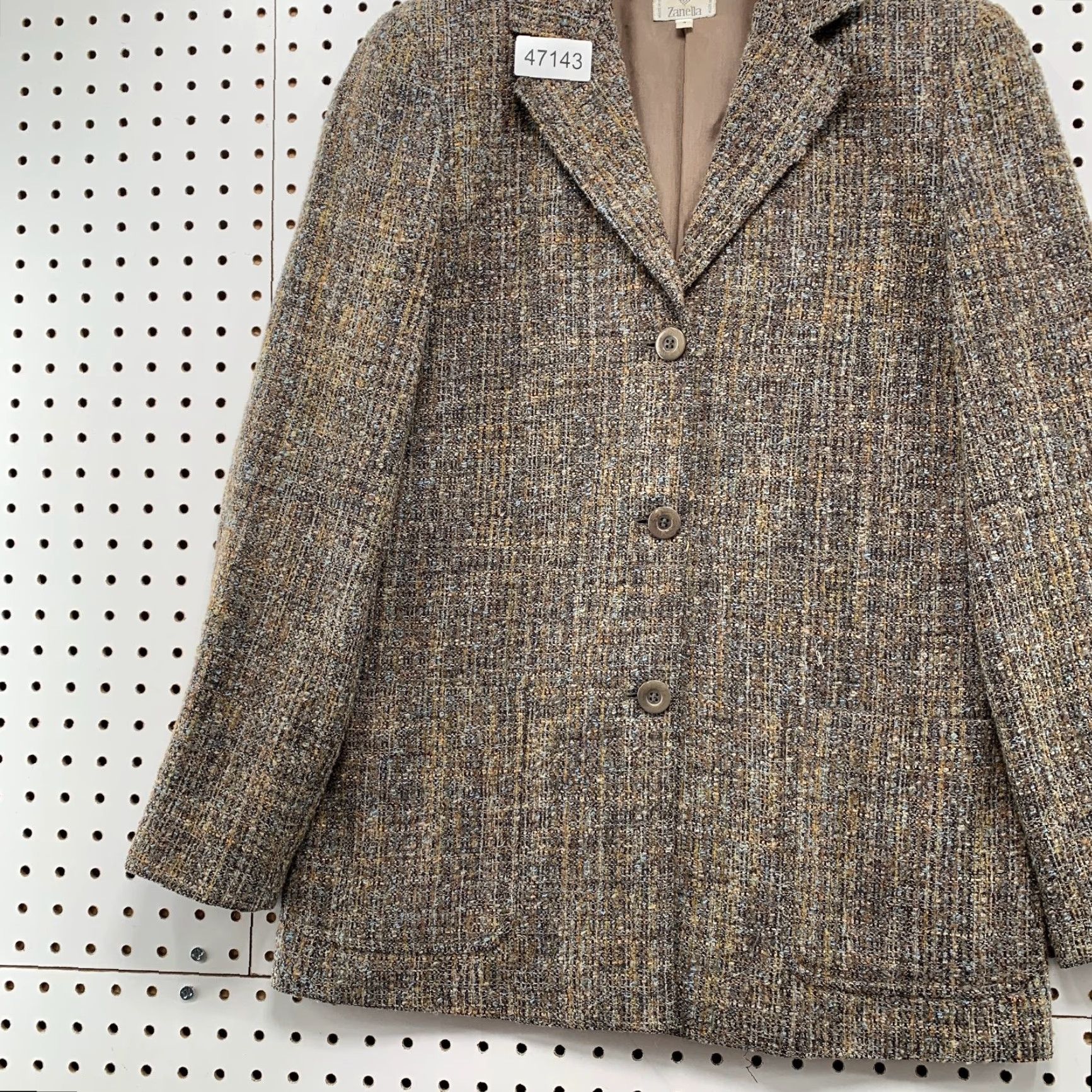 Zanella Zanella Tweed Wool Blazer Womens 4 Brown Three-Button Business Work Italy Jacket Size S / US 4 / IT 40 - 5 Thumbnail