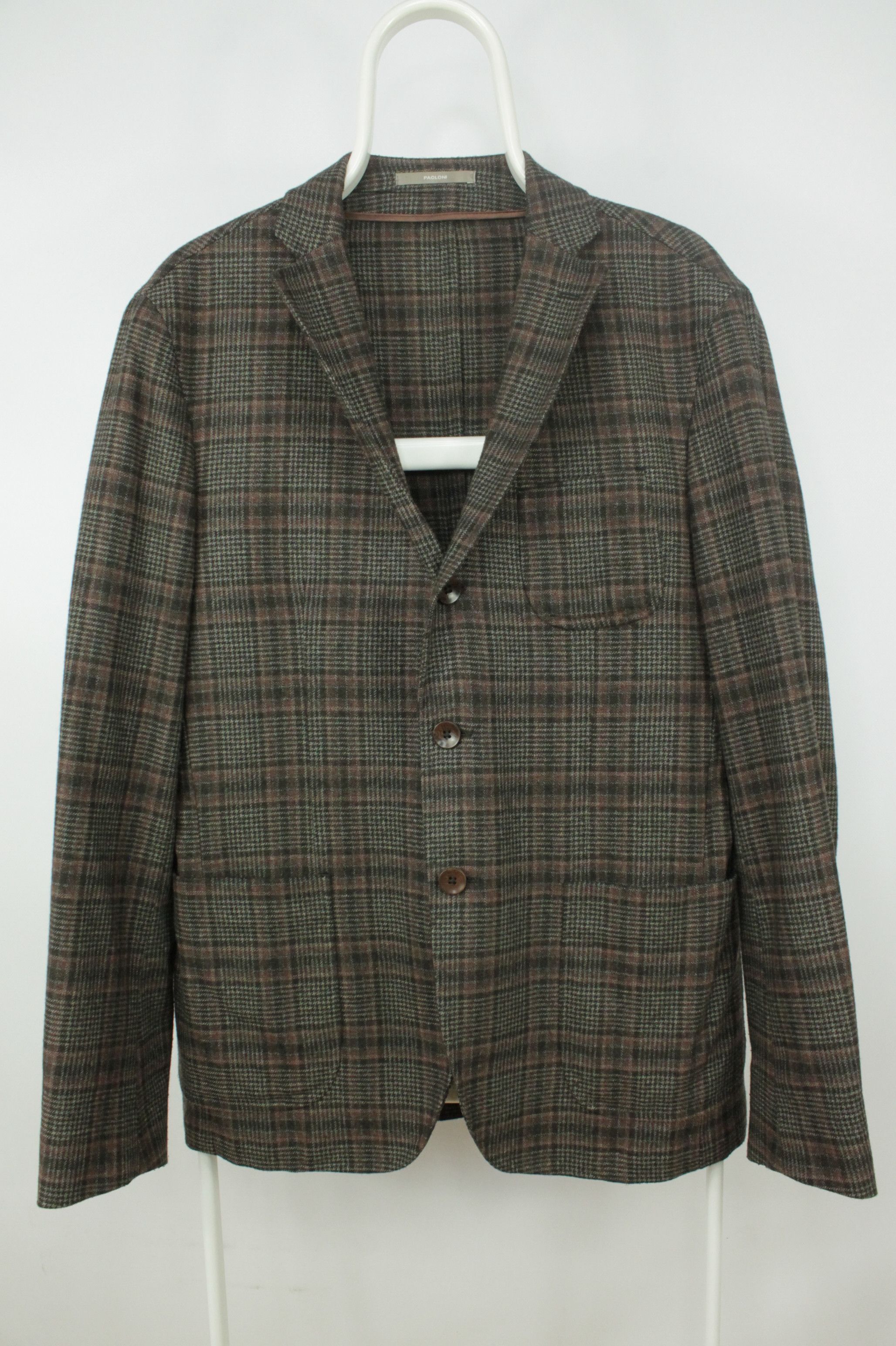 Paoloni PAOLONI Brown Flannel Wool Plaid Sport Coat Blazer Jacket Size US M / EU 48-50 / 2 - 1 Thumbnail