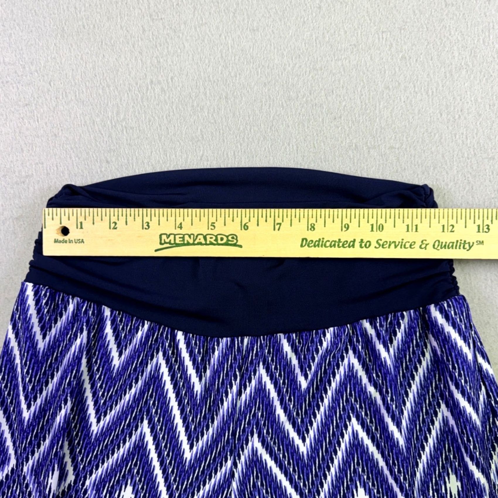 Vintage VINTAGE IN Studio Petite Wide Leg Pants XL Blue Purple Chevron Zig Zag Geometric 5440J35 Size 40" / US 18 - 3 Thumbnail