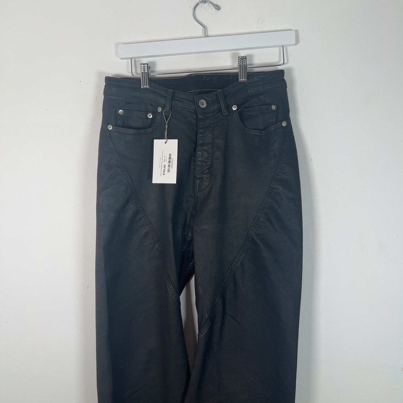 Rick Owens Drkshdw Rick Owens DRKSHDW Waxed 'Bias' Bootcut Jeans Size US 31 - 3 Thumbnail