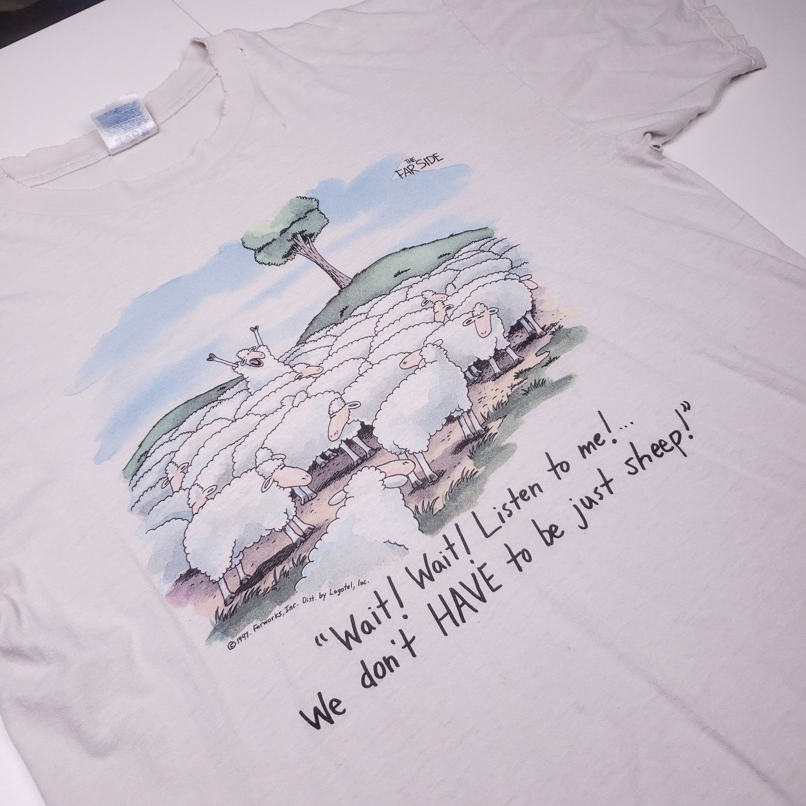 Vintage Vtg 80s Gary Larson Sheep graphic tee Size US XL / EU 56 / 4 - 1 Thumbnail