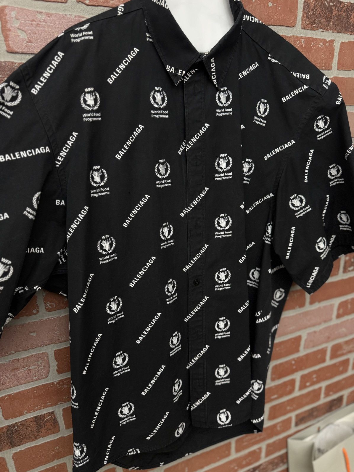 Balenciaga Balenciaga Button Up Tee Shirt Size 41 All Over Logo Size US S / EU 44-46 / 1 - 7 Thumbnail