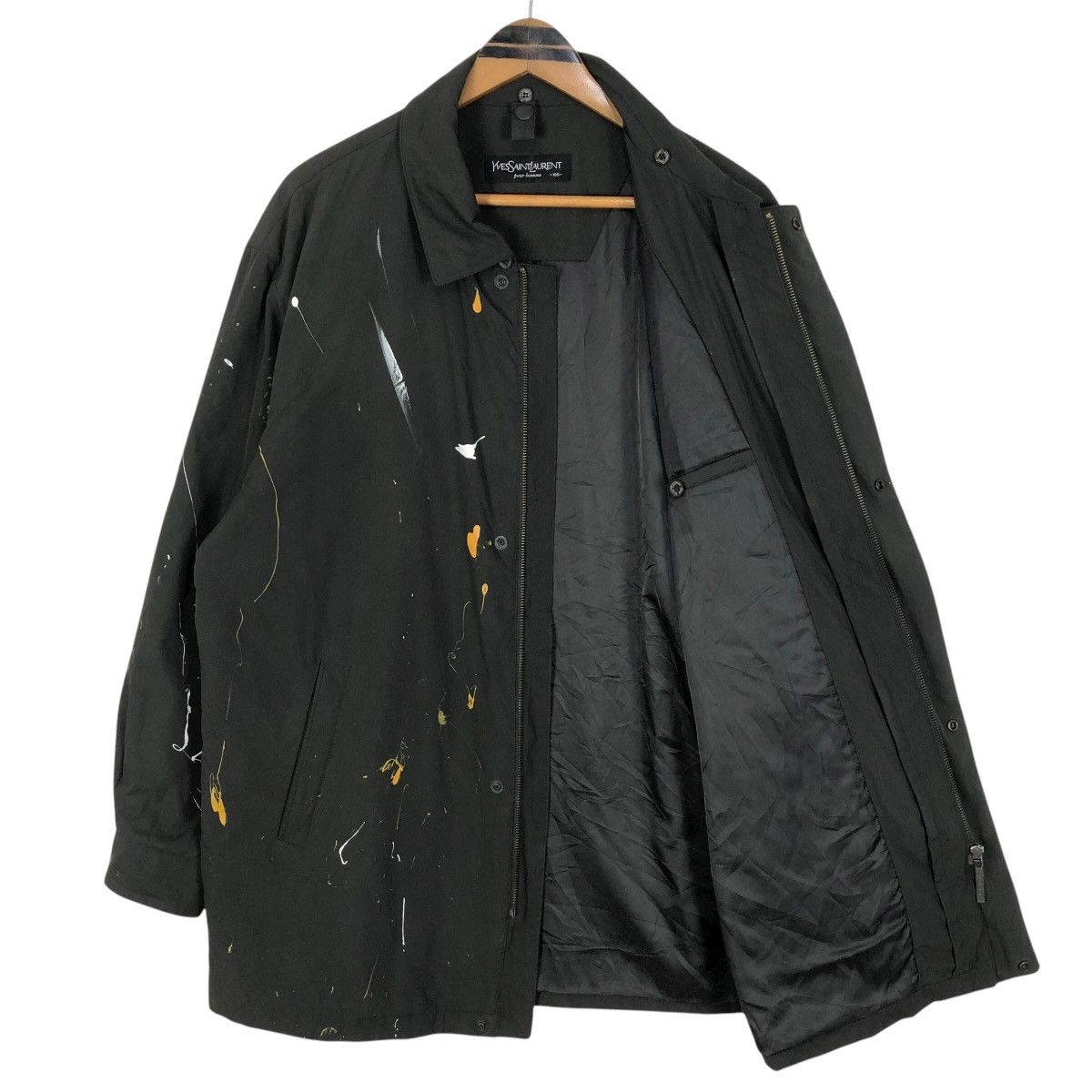 Yves Saint Laurent Yves Saint Laurent Pour Homme Big Logo Paint Splatter Parka Size US L / EU 52-54 / 3 - 11 Thumbnail