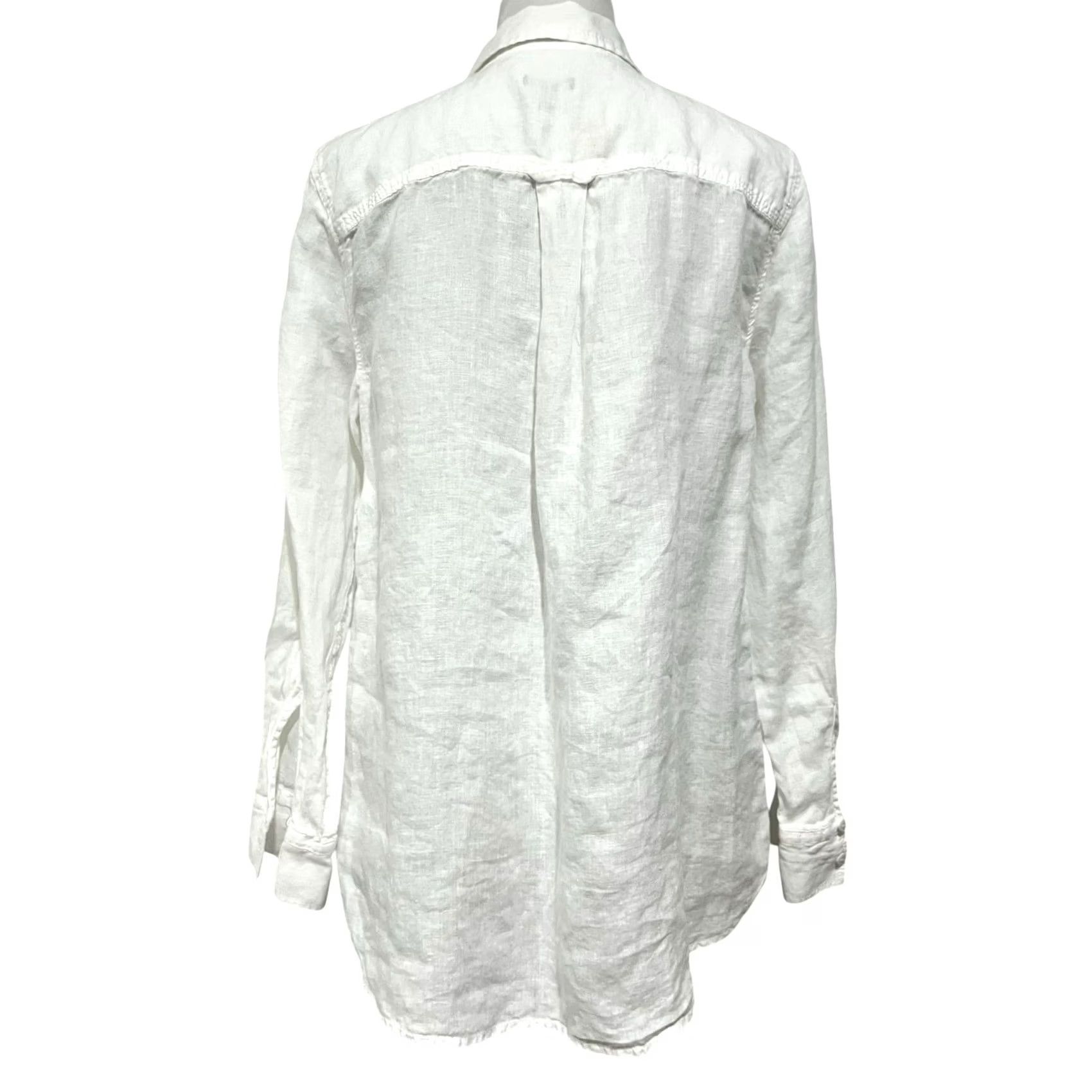 Talbots VINTAGE Talbots Women’s Linen Camp Shirt White Popover Pockets Long Sleeve European Sz L Size L / US 10 / IT 46 - 4 Thumbnail