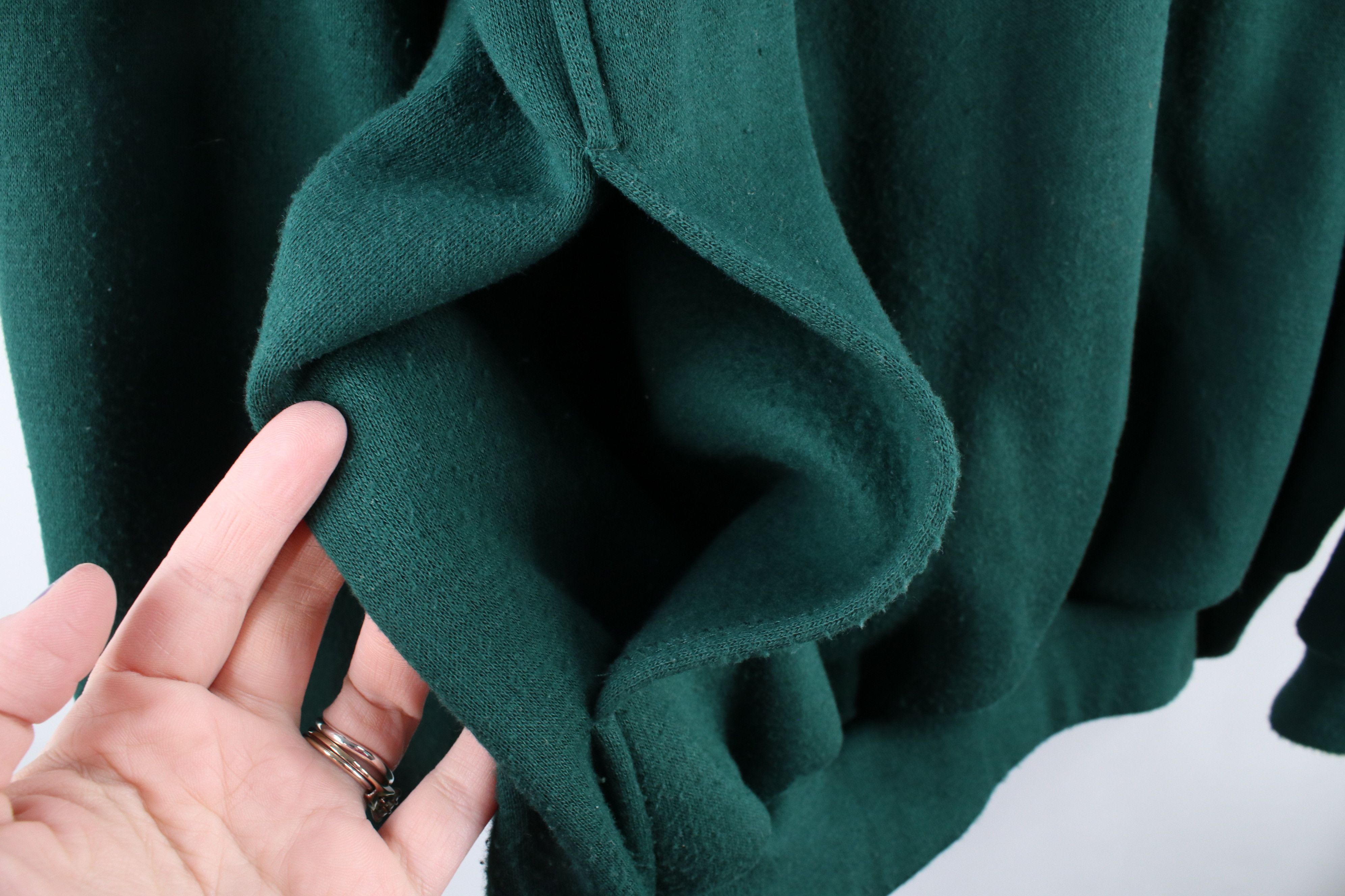 Vintage 90s Streetwear Waffle Knit Lined Hoodie Green
