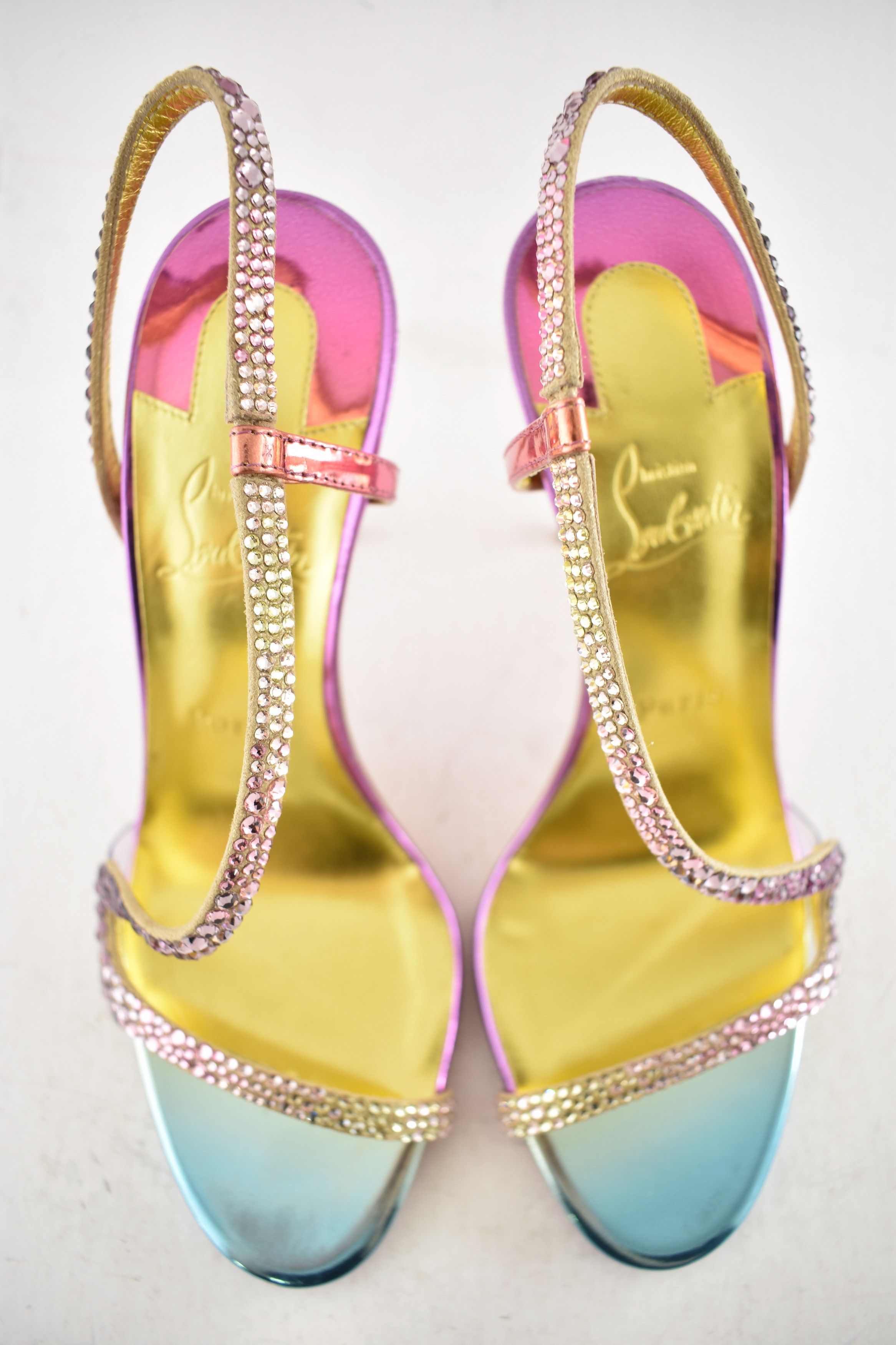 Christian Louboutin Rosalie Strass Boreal 100 Ankle Strap Sandal Heel Pump 39 Size US 9 / IT 39 - 11 Thumbnail