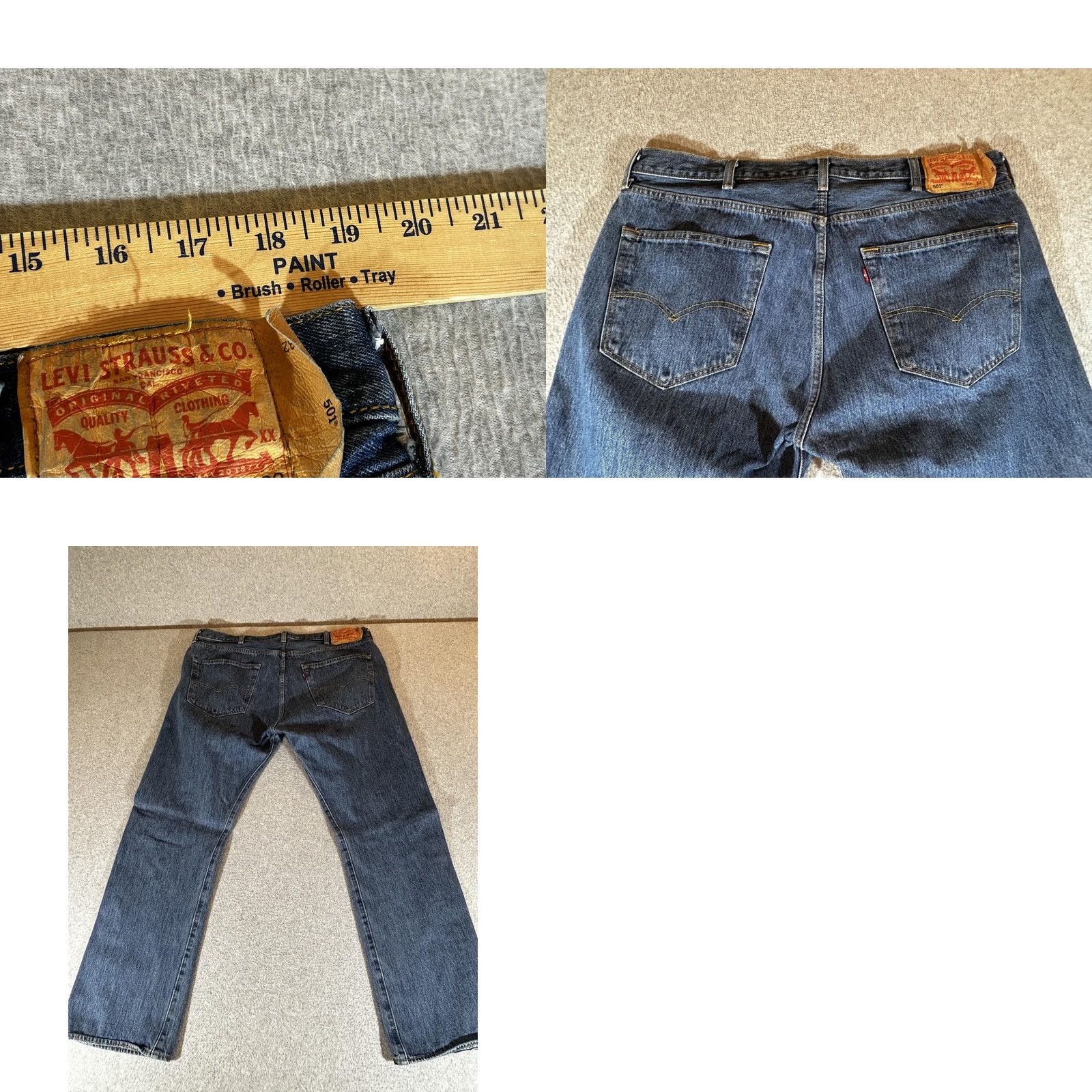 Levi's Levi's 501 Jeans Men 38x32 Straight Button Fly Medium Blue Denim Cotton Regular Fit Straight Leg Mens Pants Size US 38 / EU 54 - 9 Thumbnail