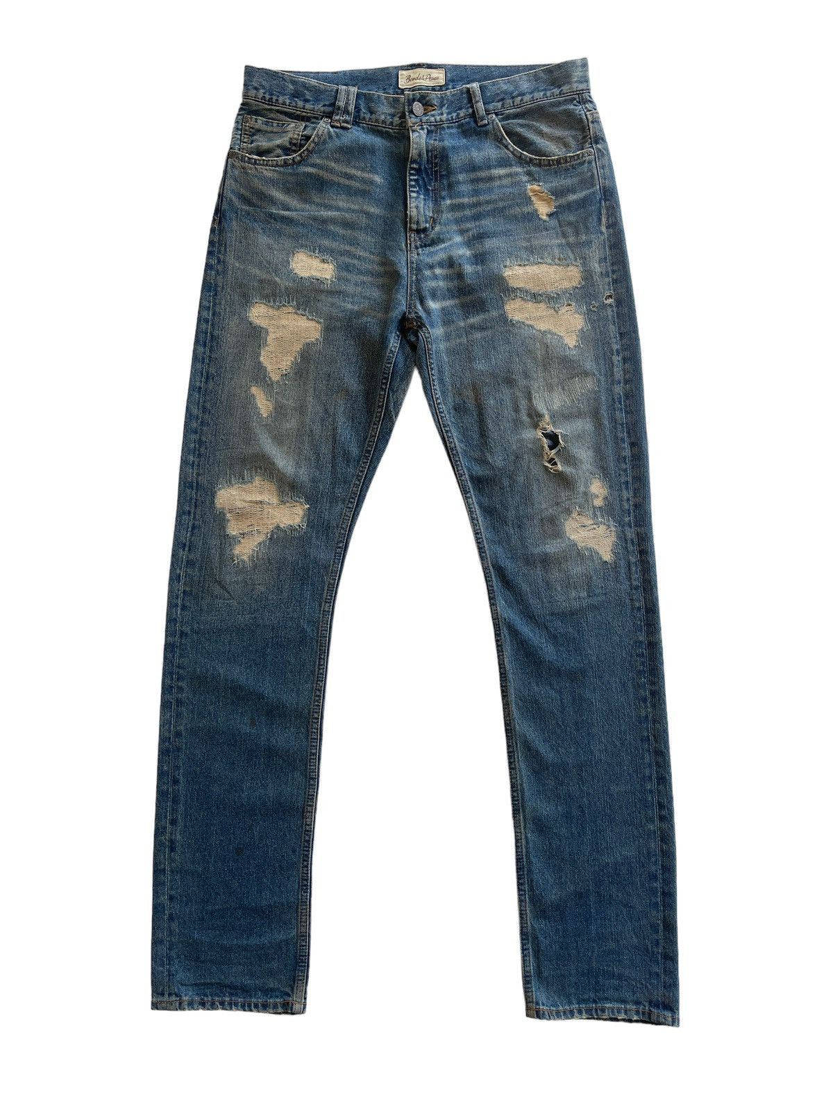 Japanese Brand Vintage Bonds & Peace Ripped Distressed Jeans Size US 34 / EU 50 - 1 Thumbnail