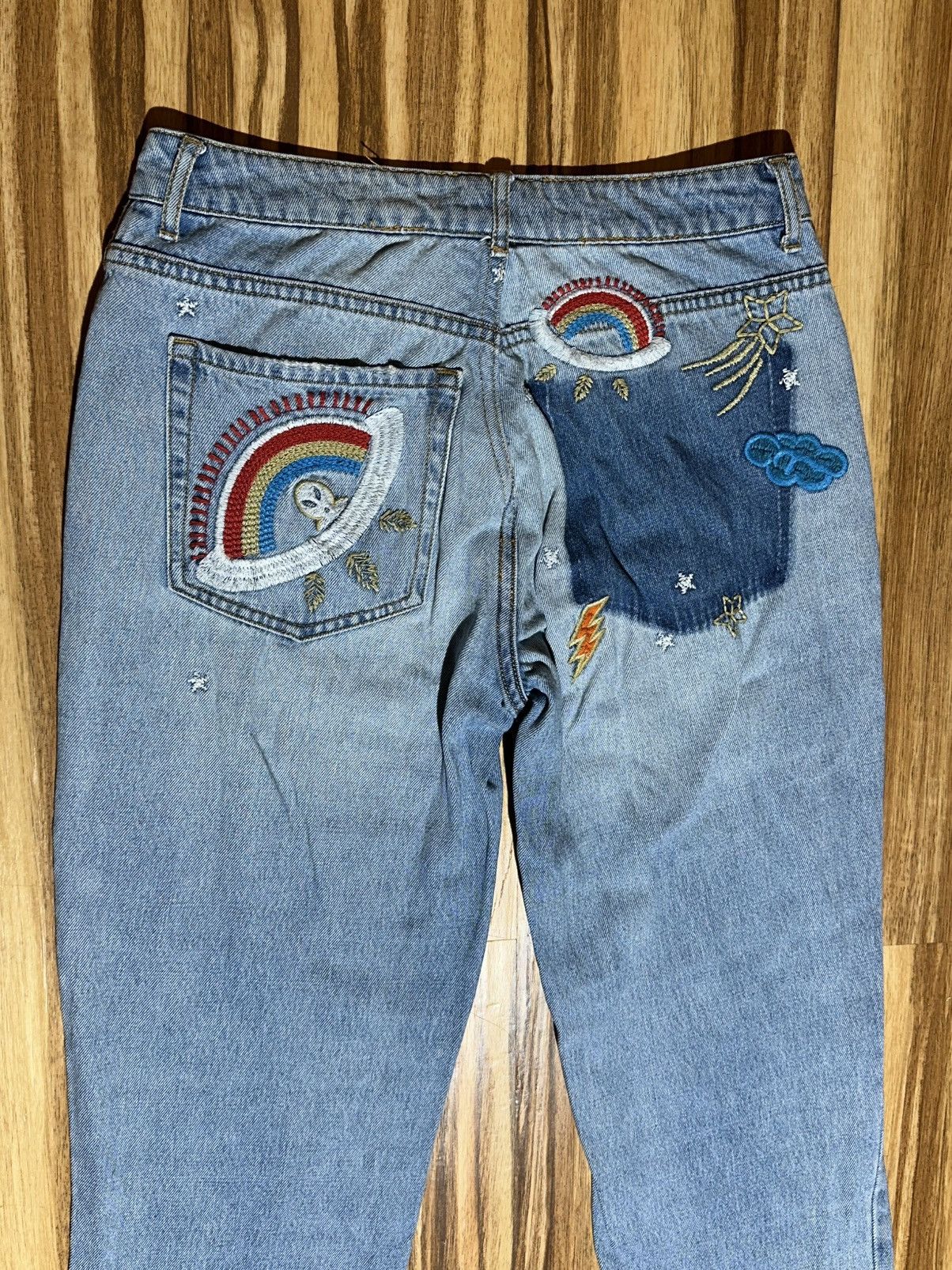 Forever 21 Alien Embroidered Blue Jeans with Patches By Forever 21 Size 34" / US 12 / IT 48 - 9 Thumbnail