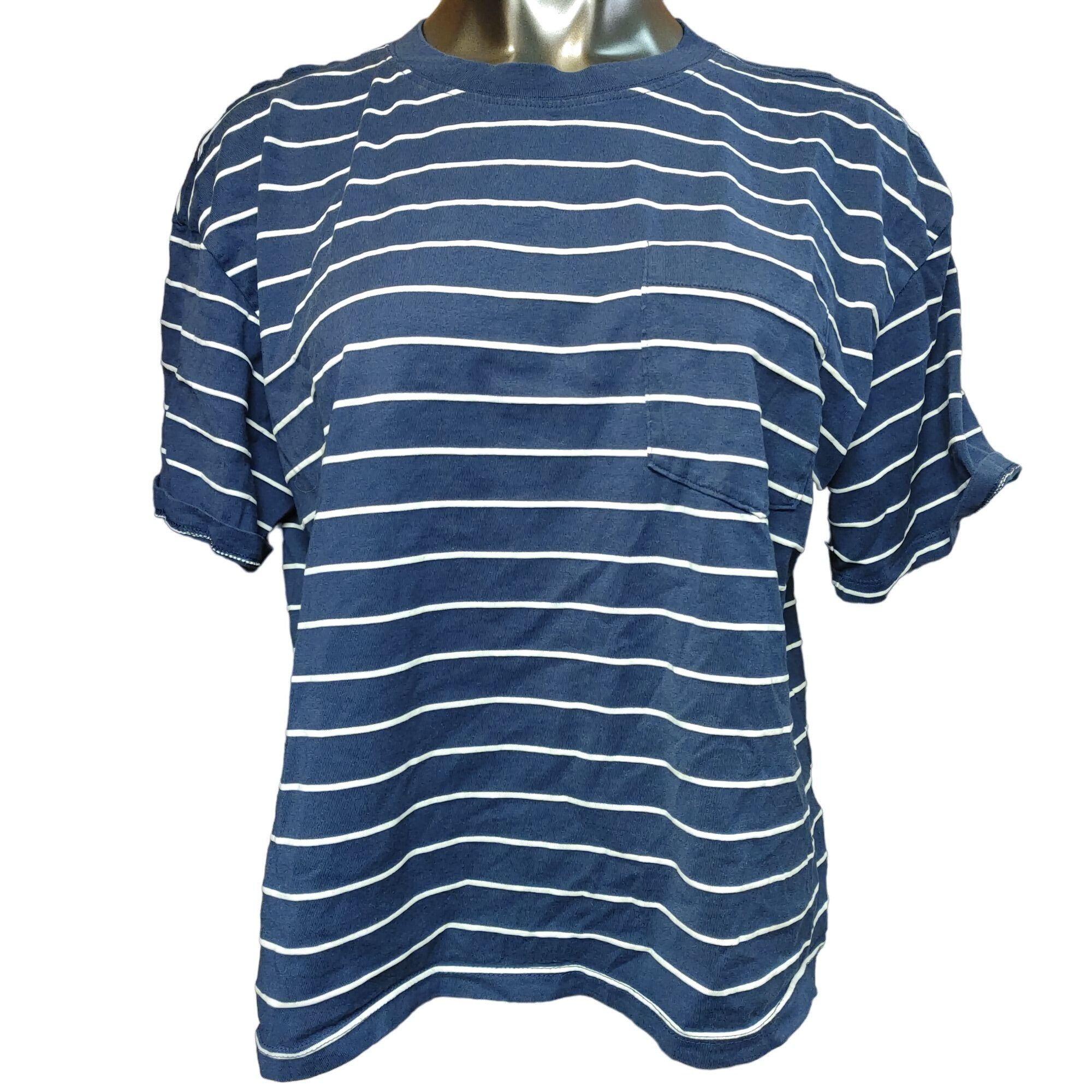 Other Time And Tru Women's Navy Blue + White Stripped Tee Size XL / US 12-14 / IT 48-50 - 1 Thumbnail