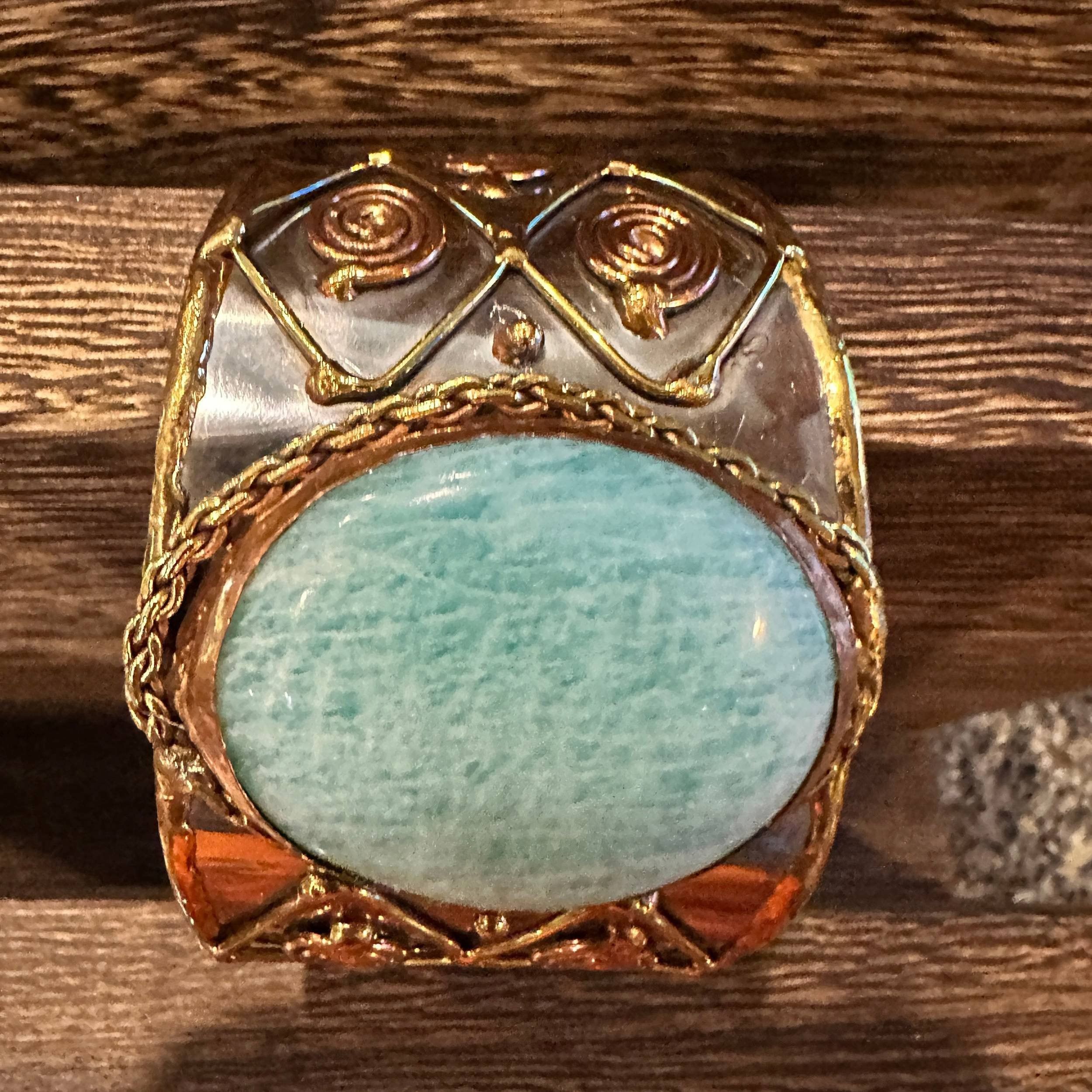 Other Artisan-Made Adjustable Cuff Bracelet with Amazonite Green S Size ONE SIZE - 9 Thumbnail