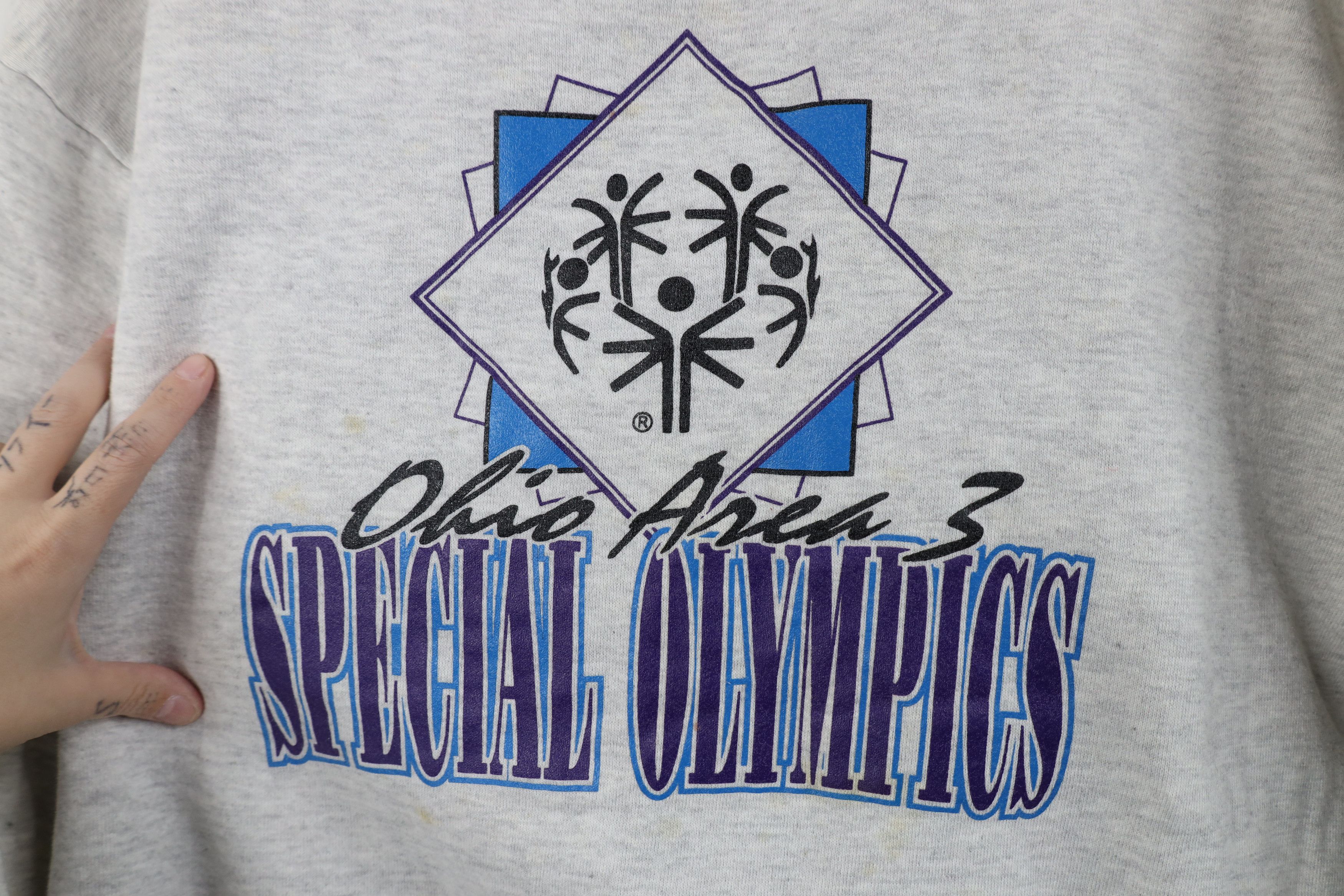 Vintage Vintage 90s Spell Out Ohio Special Olympics Sweatshirt Gray Size US XL / EU 56 / 4 - 5 Thumbnail