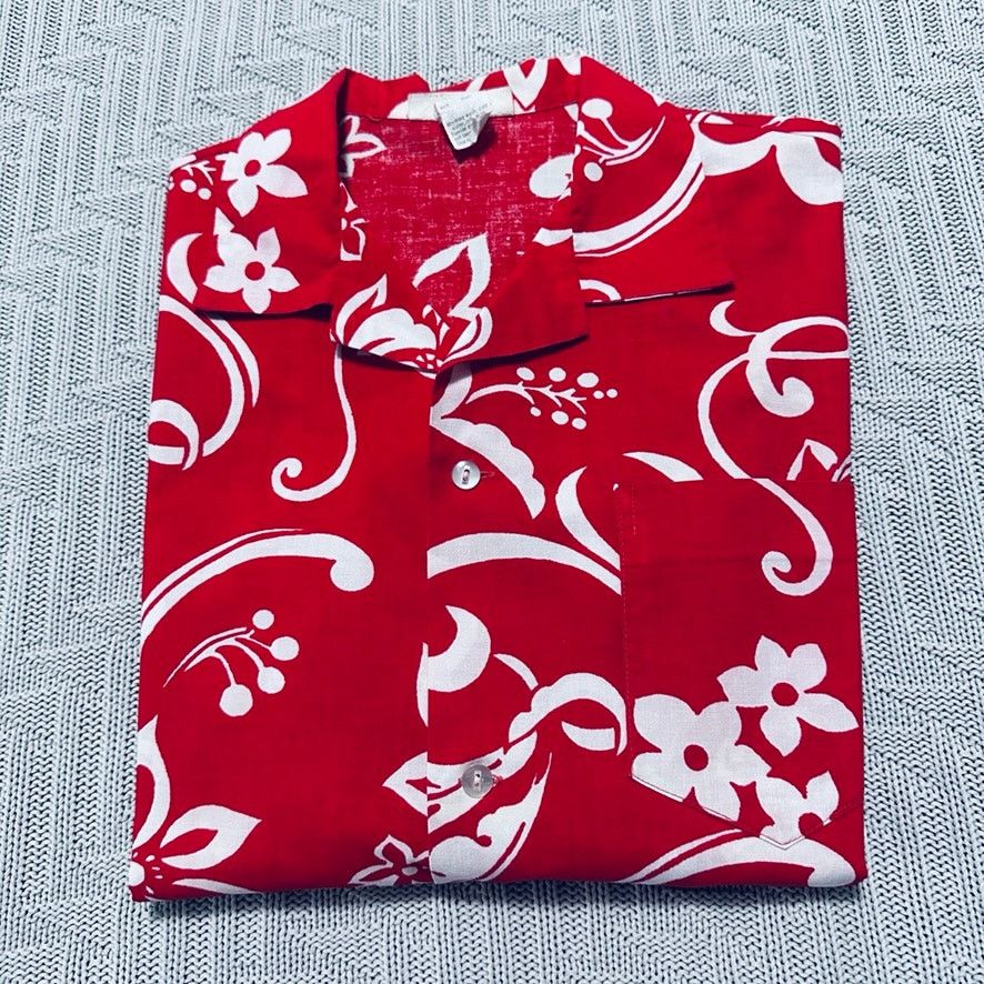 image of Hawaiian Shirt Vintage 1960S Made In Hawaii Red Button Down, Men's (Size Medium)
