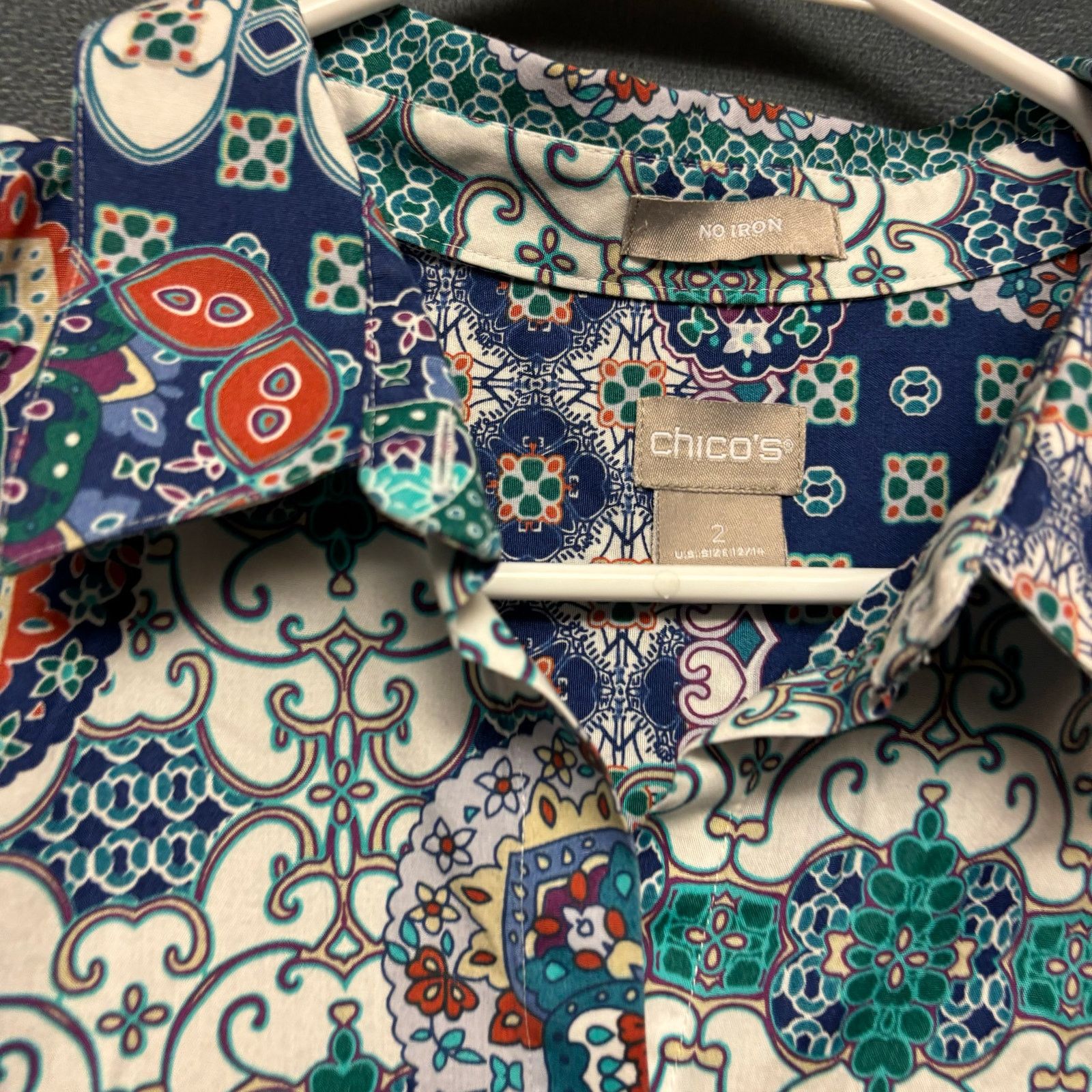 Chicos Chico Button Down Blouse Hippie Boho No Iron Size 2 US 12/14 Size XL / US 12-14 / IT 48-50 - 5 Thumbnail