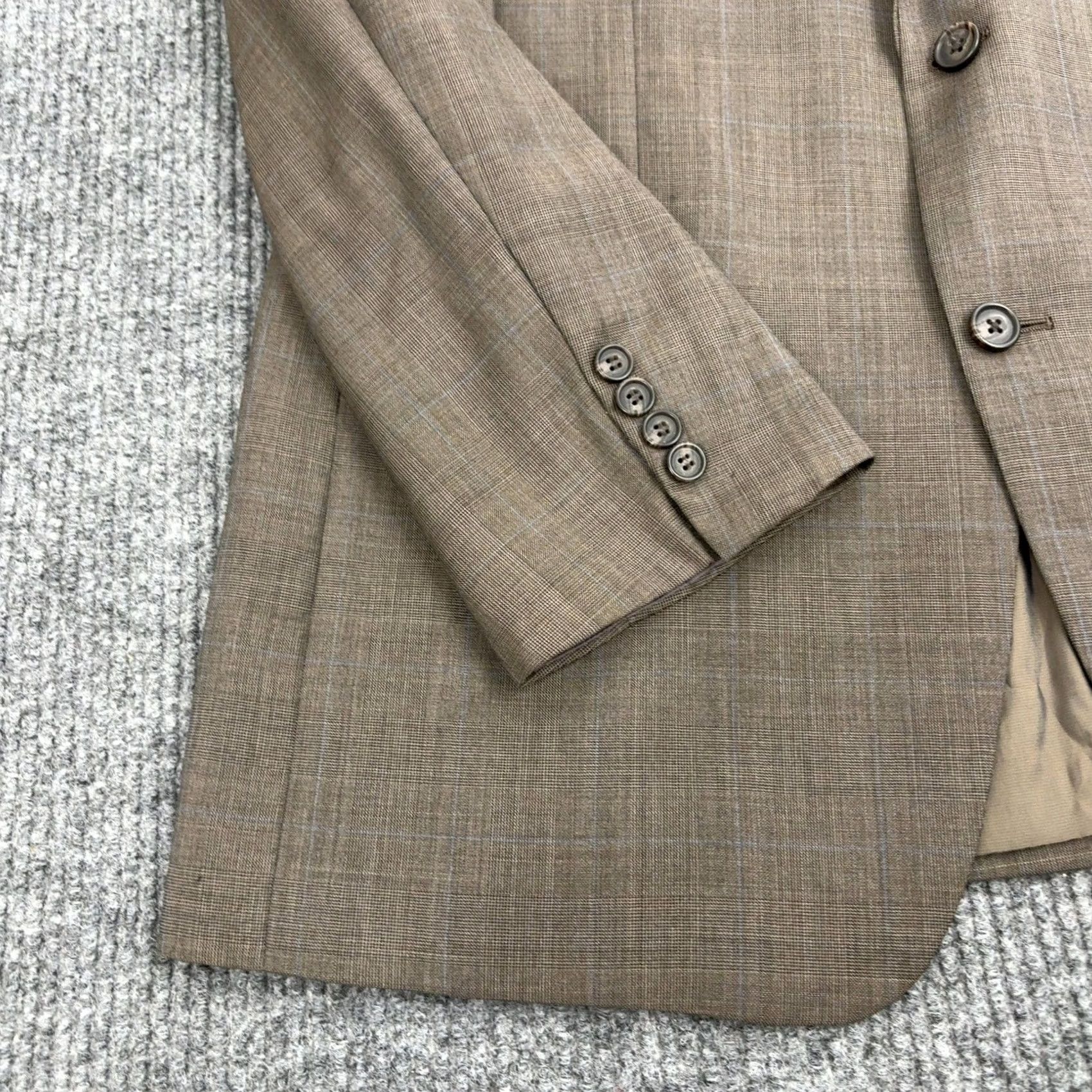 Ralph Lauren Lauren Ralph Lauren Blazer Mens 44L Brown Wool Plaid Glen Check Sport Coat Size 44R - 3 Thumbnail