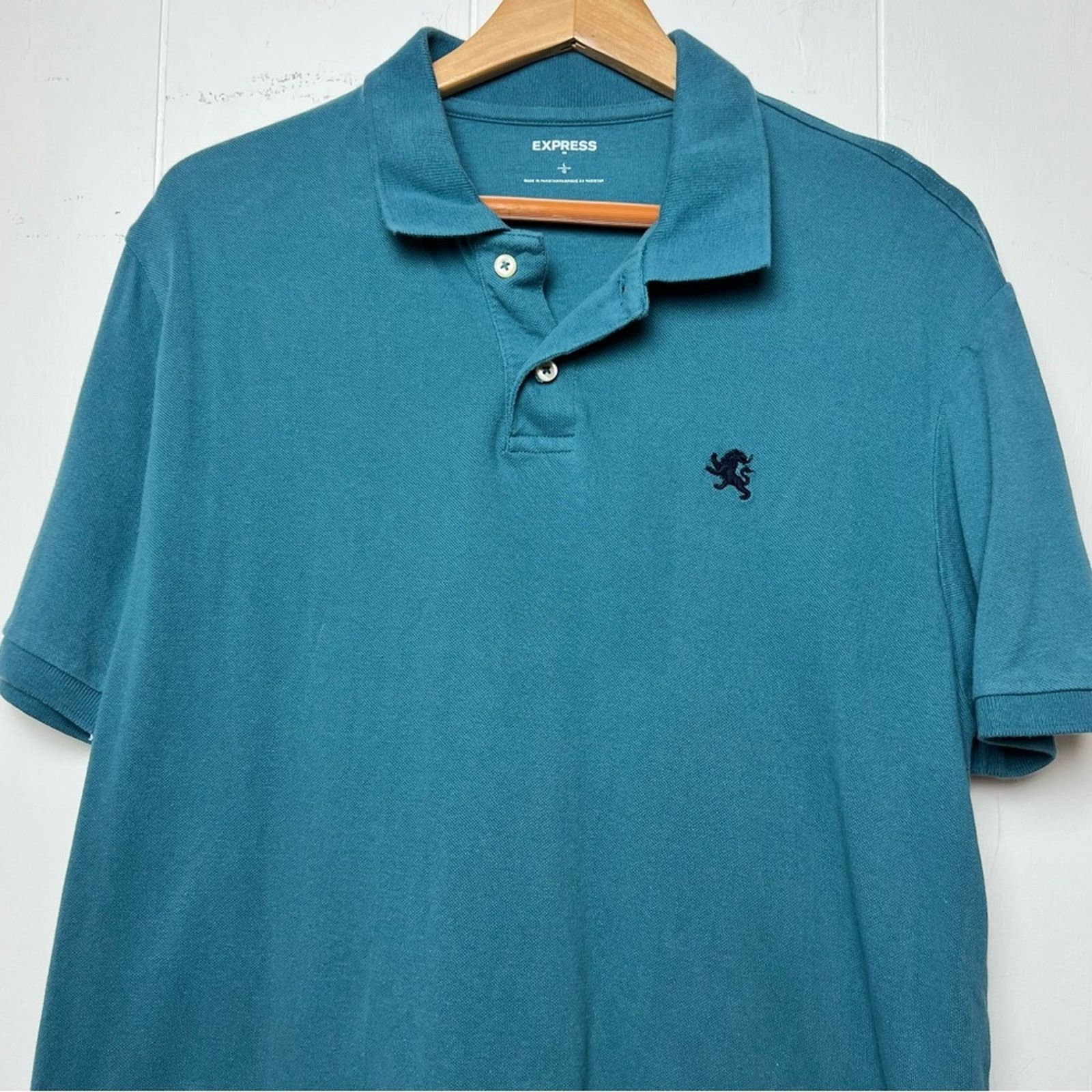 Express Express Teal Cotton Pique Polo Shirt Men’s Size Large Size US L / EU 52-54 / 3 - 8 Thumbnail