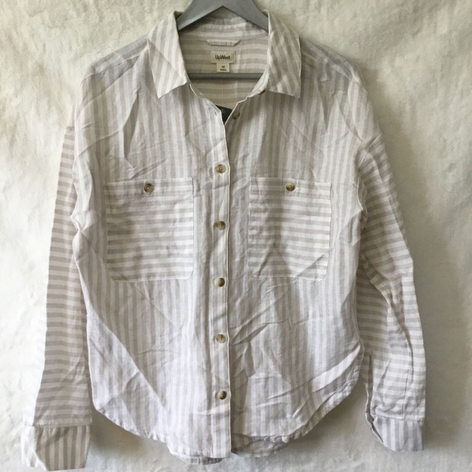 Other UpWest Cream and White Striped Button Shirt Size M / US 6-8 / IT 42-44 - 1 Thumbnail