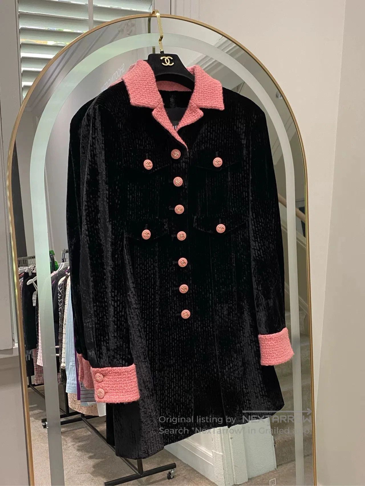 Chanel Chanel 2022 Black Velvet Long Coat. Size US M / EU 48-50 / 2 - 1 Thumbnail