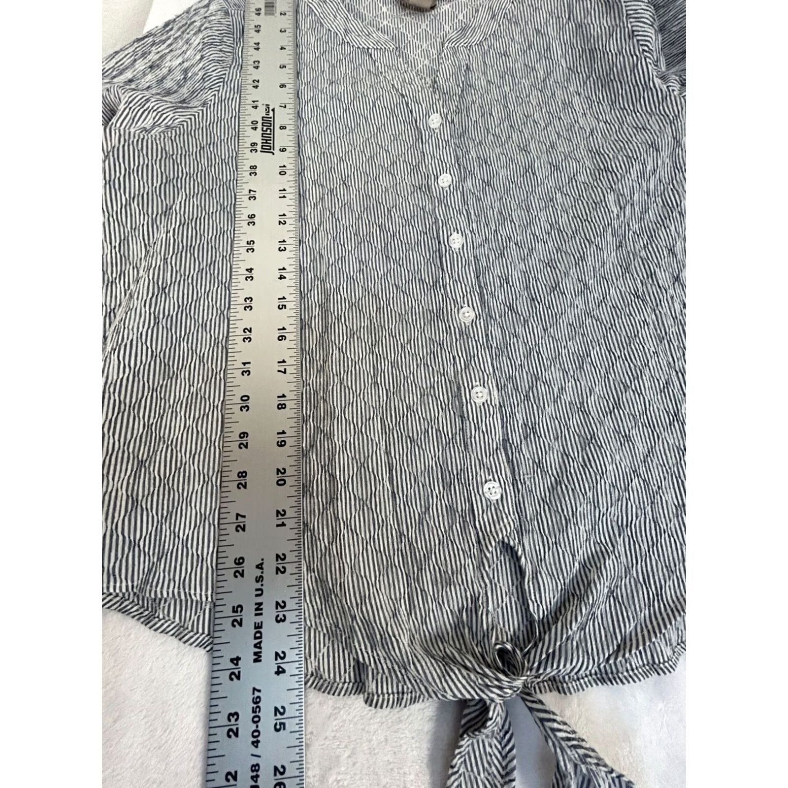 Vintage Chico's Womens Button-Front Blue & White Striped Tie-Hem Blouse Size 2 Casual Shirt Womens Size XS / US 0-2 / IT 36-38 - 8 Thumbnail