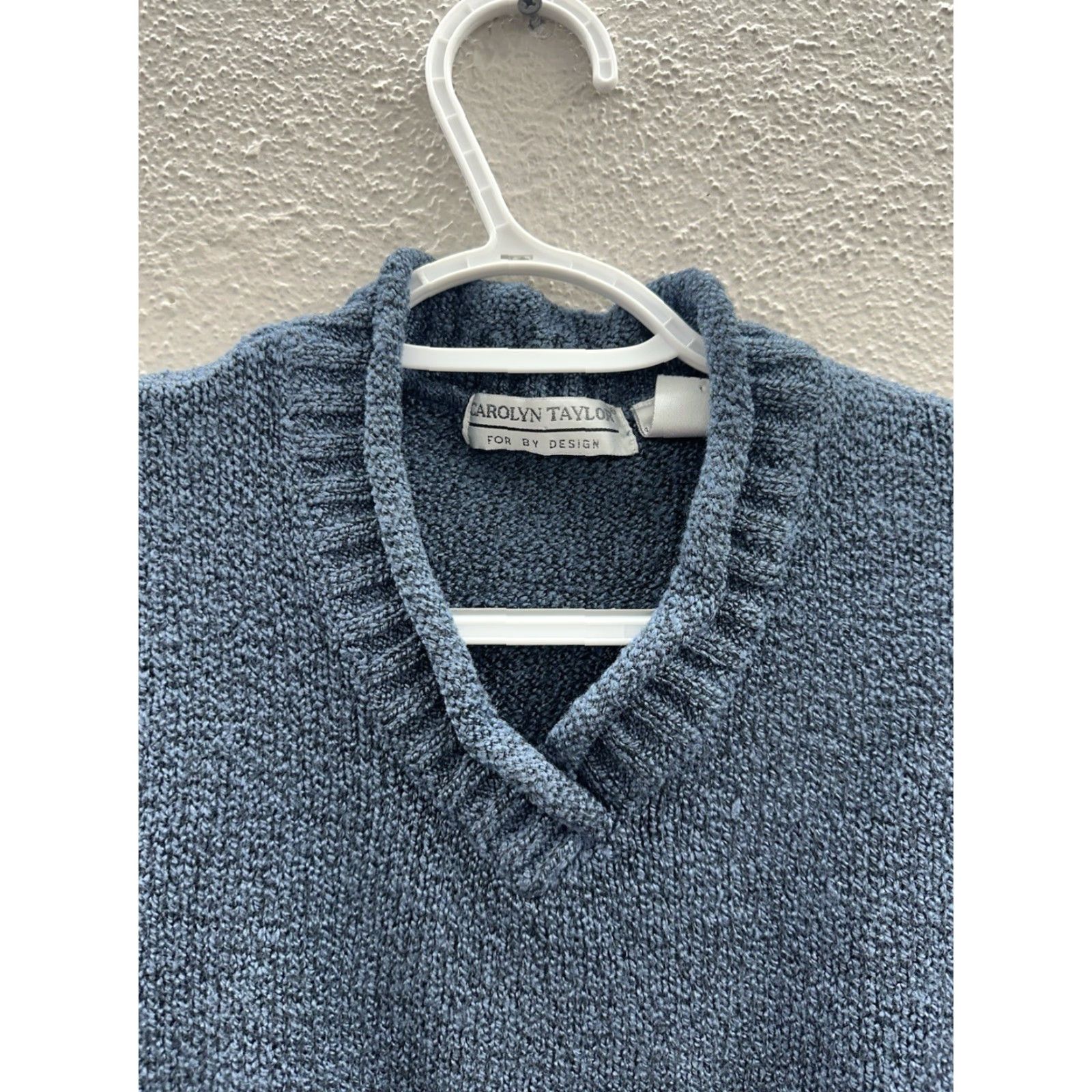 Vintage Carolyn Taylor Womens Sweater Blue V-Neck Long Sleeve Small Knit Pullover Clothing Mens? Size S / US 4 / IT 40 - 3 Thumbnail