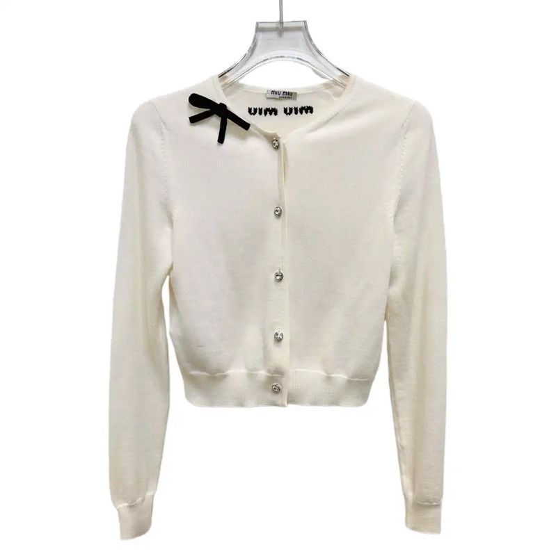 Miu Miu Miu Miu Cream Cotton Blend Women's Sweatshirt 0089 Size S / US 4 / IT 40 - 1 Thumbnail