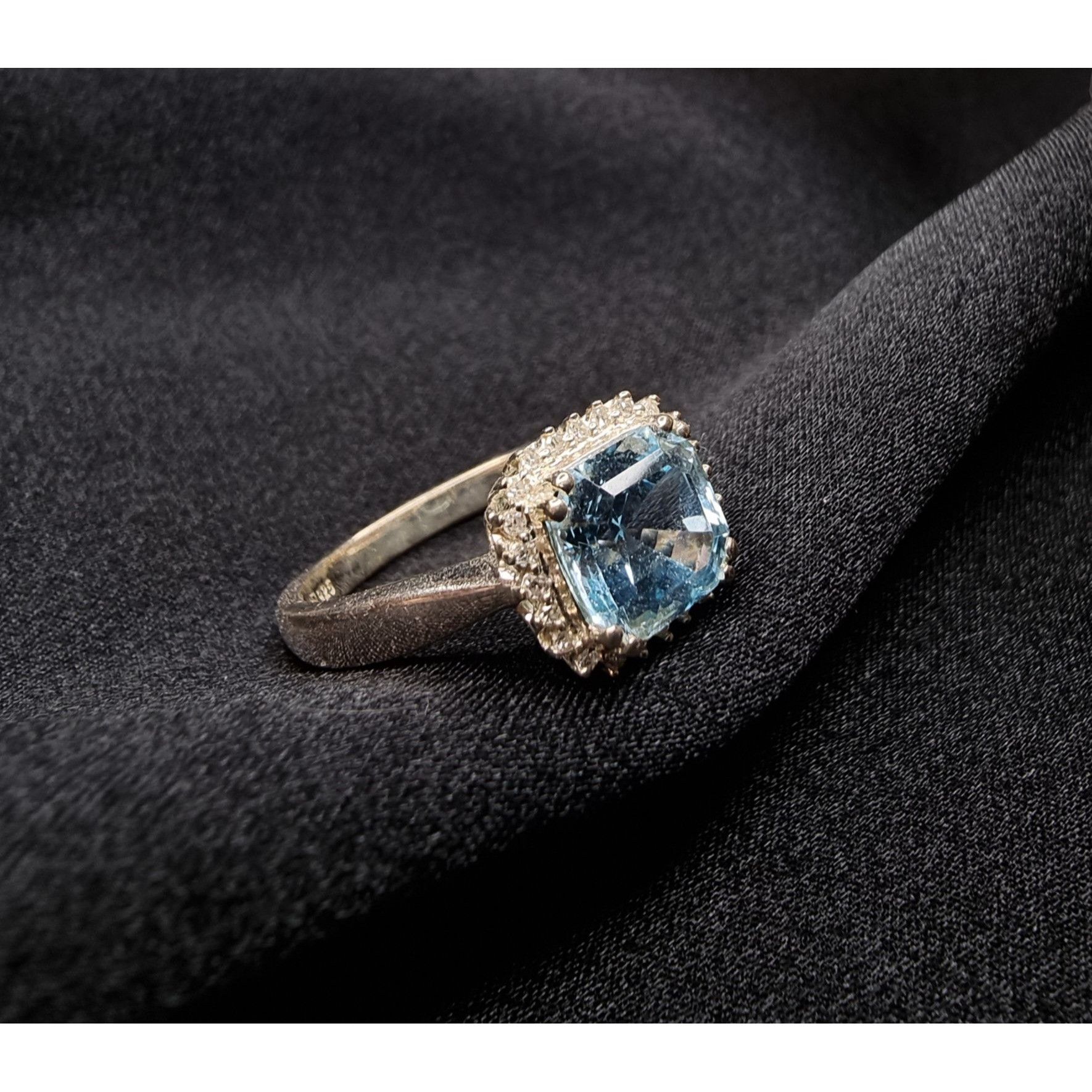 Vintage Vintage Sky Blue Topaz Tested 925 Sterling Silver Ring Size Size ONE SIZE - 1 Thumbnail