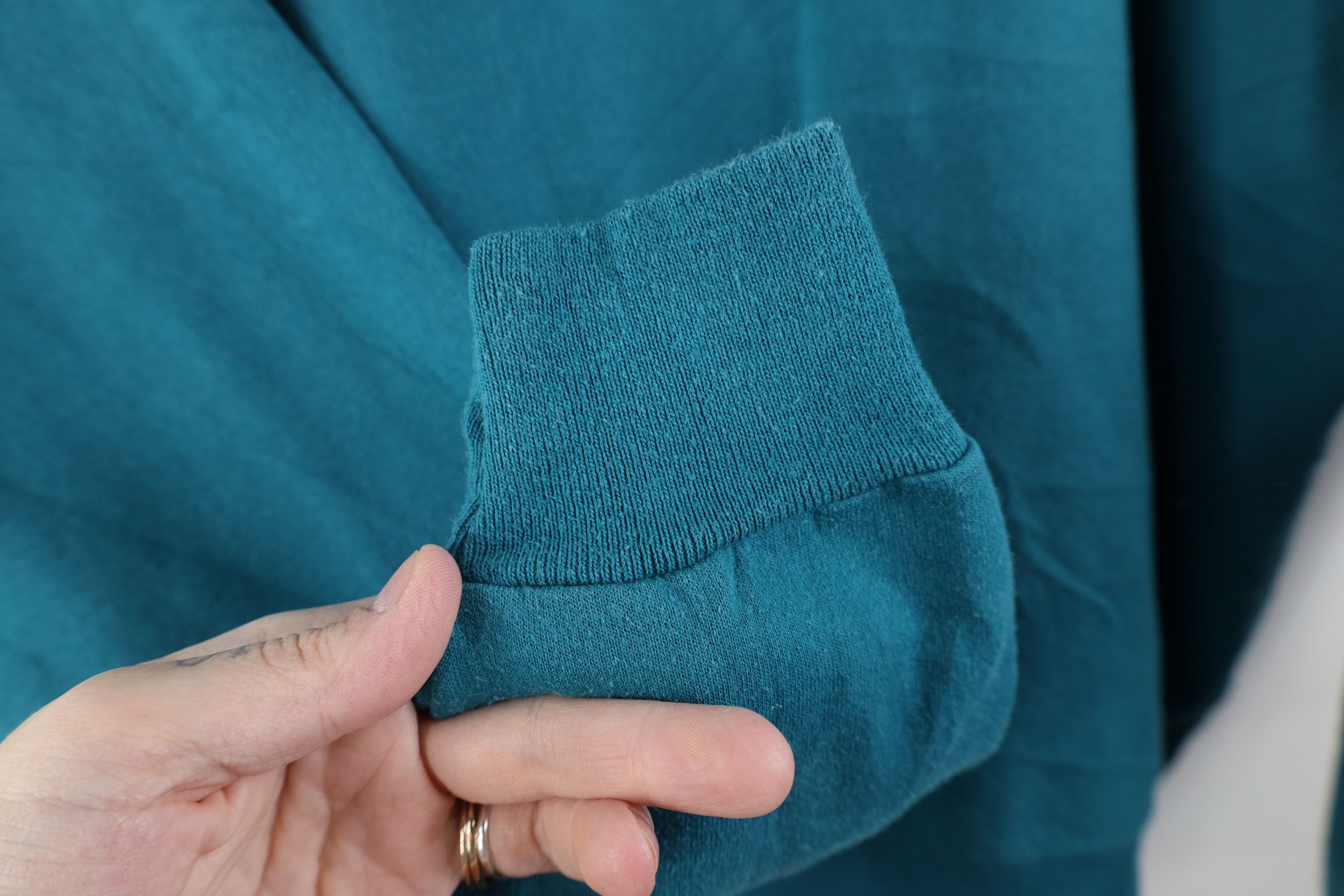 Vintage Vintage 90s Streetwear Blank Crewneck Sweatshirt Teal Size US XL / EU 56 / 4 - 7 Thumbnail