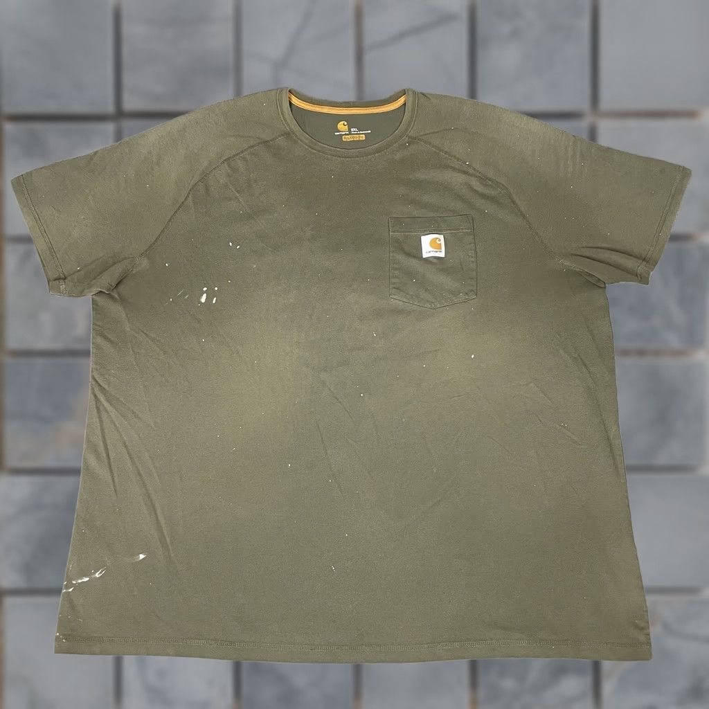 Carhartt VINTAGE Carhartt Pocket T-Shirt Mens 2XL Green Distressed 90s Thrashed Painted Logo Short Sleeve Crew Neck Casual Shirt Size US XXL / EU 58 / 5 - 1 Thumbnail