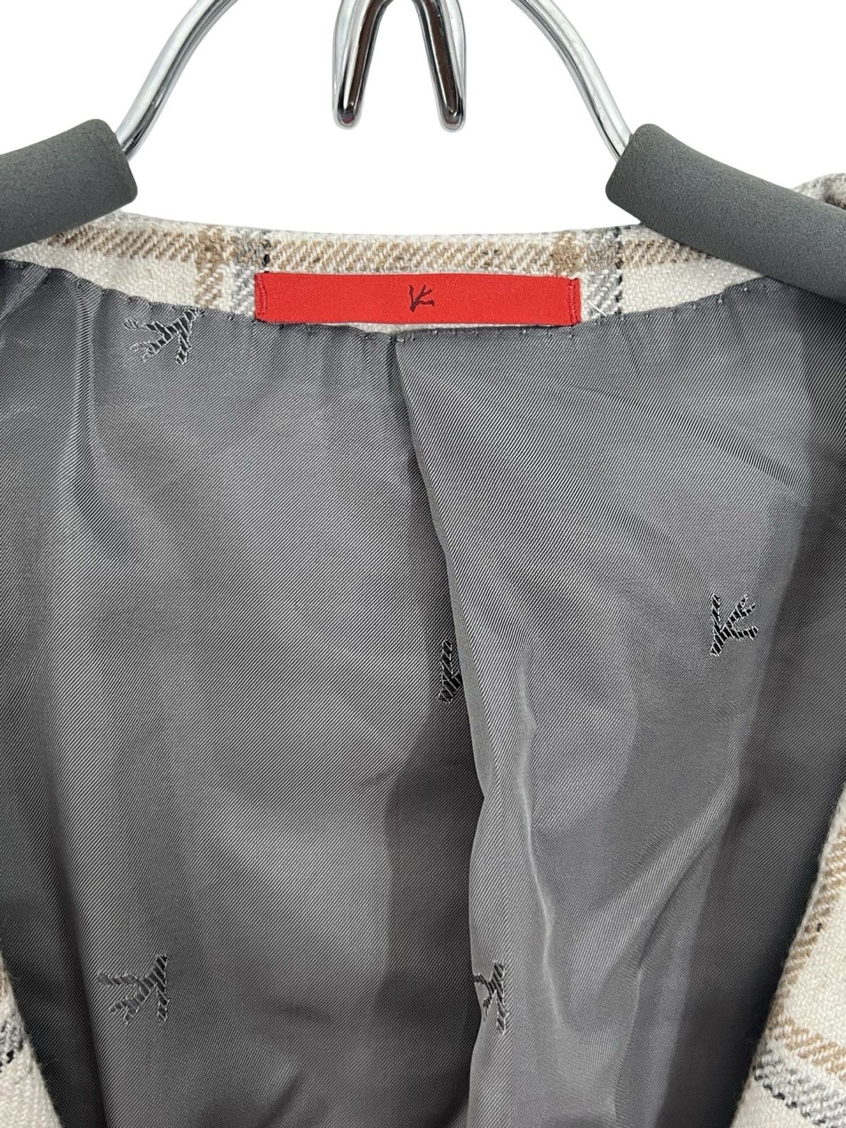 Isaia $6500 Isaia Napoli Beige Checkered Silk Plaid Blazer Size 52 Size 52R - 3 Thumbnail