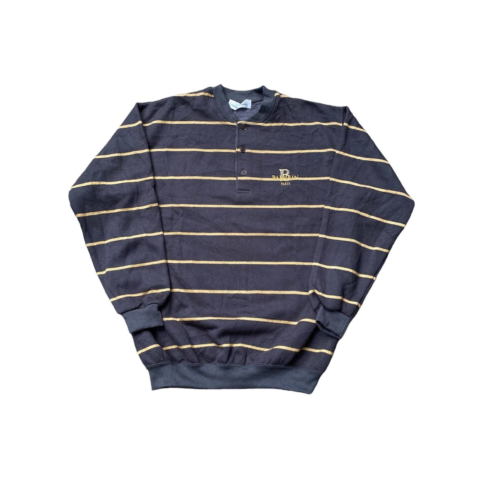 image of Pierre Balmain Half Button Sweatshirts Jumper in Striped, Men's (Size Medium)