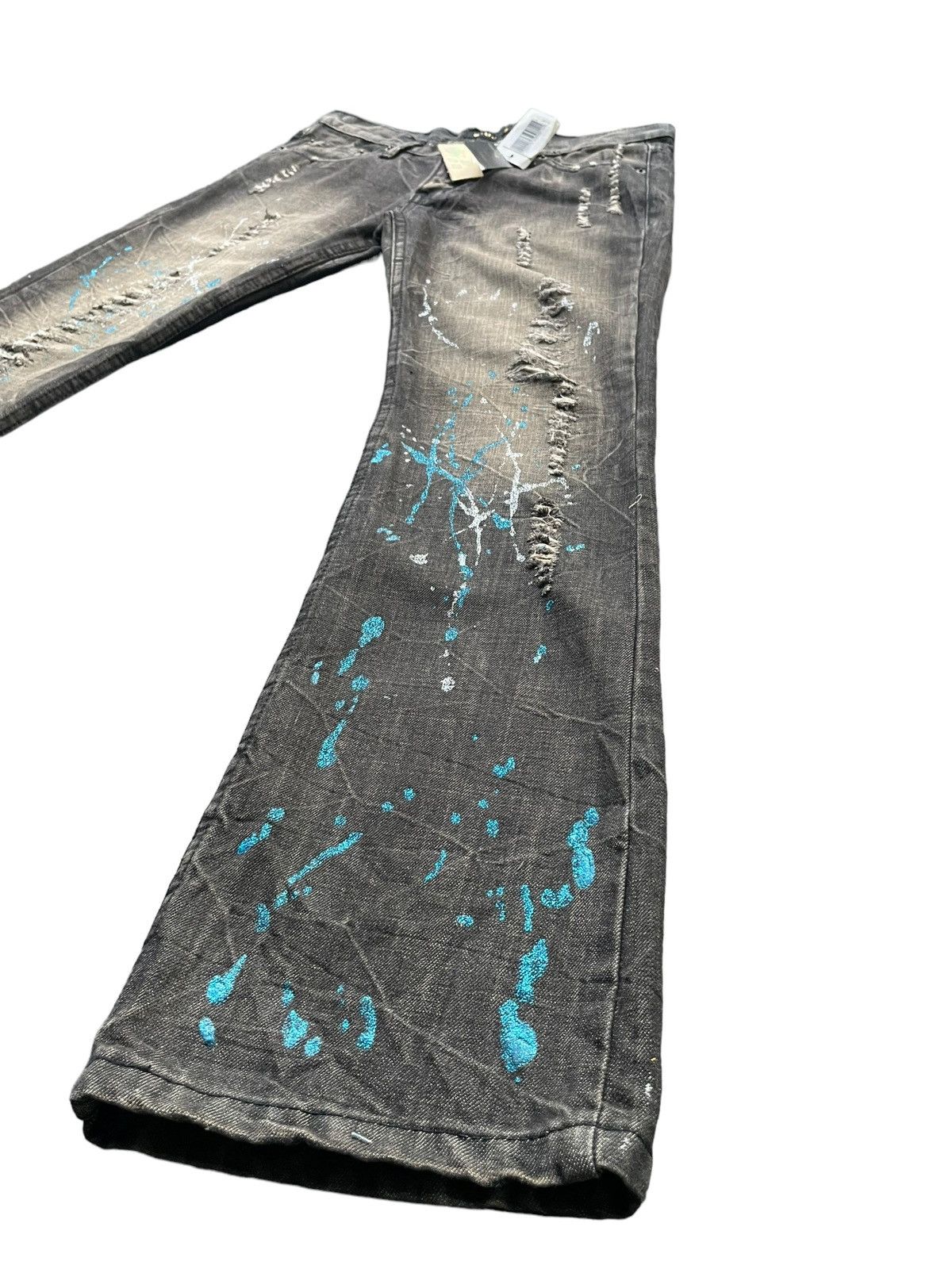 Japanese Brand K.U.I Flare Distresed Paint Denim Size US 34 / EU 50 - 2 Thumbnail