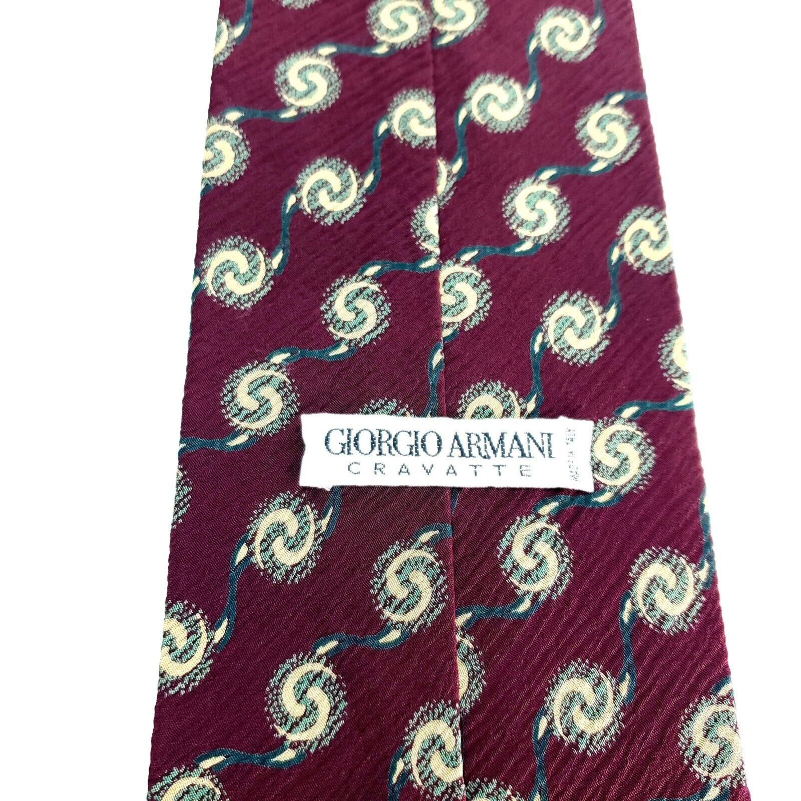 Giorgio Armani Giorgio Armani Cravatte Textured Silk Tie Short Wide Red Geo Size ONE SIZE - 4 Thumbnail
