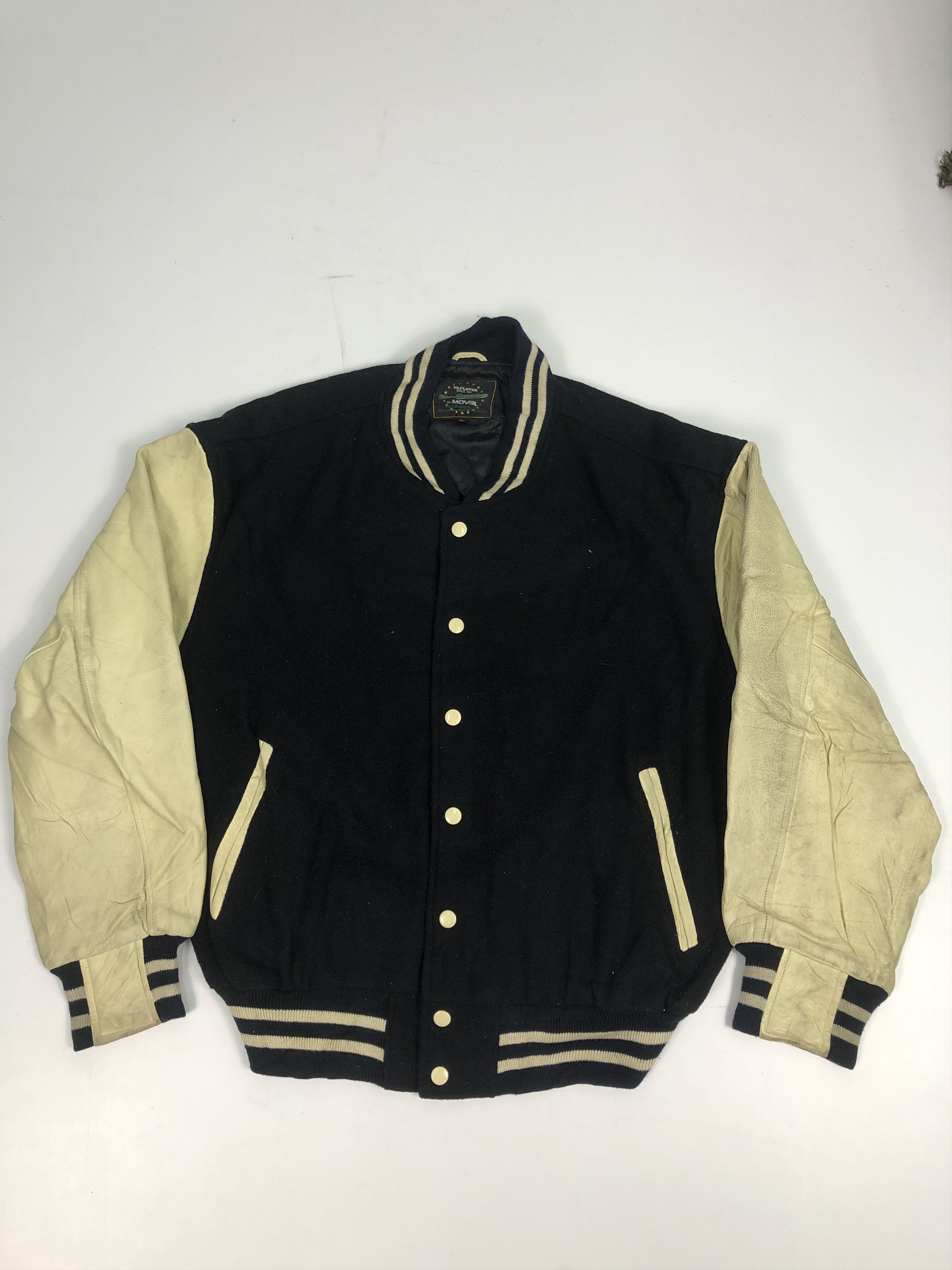 Vintage Vintage 90S Varsity Synthetic Leather Jacket V0114 Size US L / EU 52-54 / 3 - 1 Thumbnail