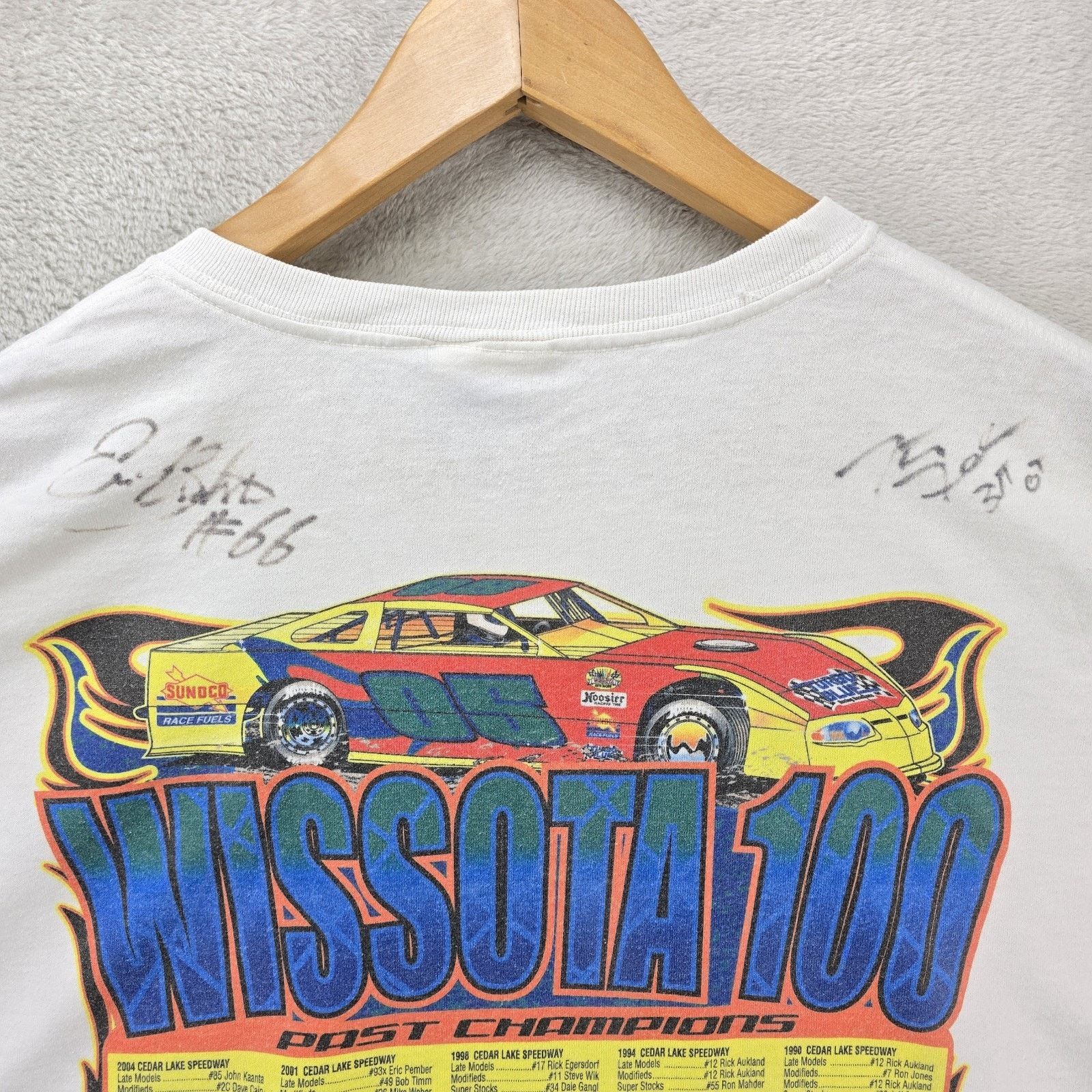 Hanes Vtg Wissota 100 Racing Shirt XL Y2k 2005 Nascar Autograph Size US XL / EU 56 / 4 - 11 Thumbnail