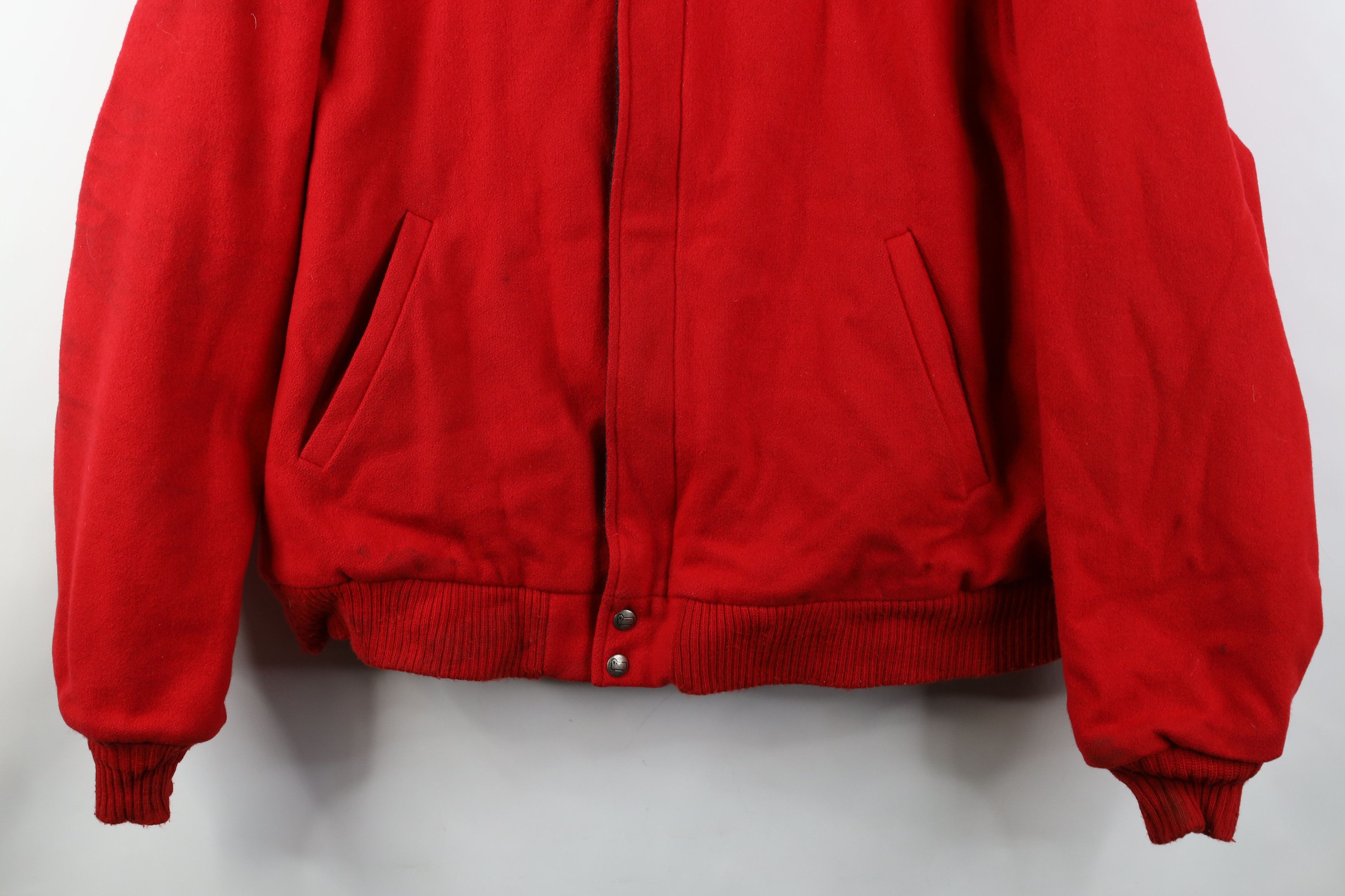 Woolrich Woolen Mills Vintage 90s Woolrich Wool Full Zip Bomber Jacket Red USA Size US XL / EU 56 / 4 - 3 Thumbnail