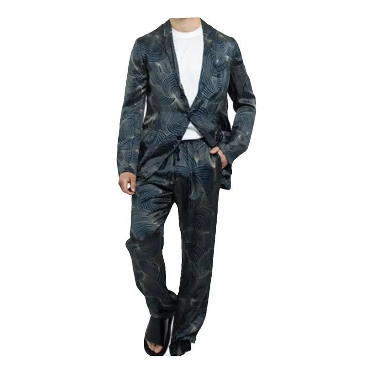 Dries Van Noten o1tko10426 Geometric Satin Light Blazer Jacket in Multicolor Size US M / EU 48-50 / 2 - 2 Thumbnail