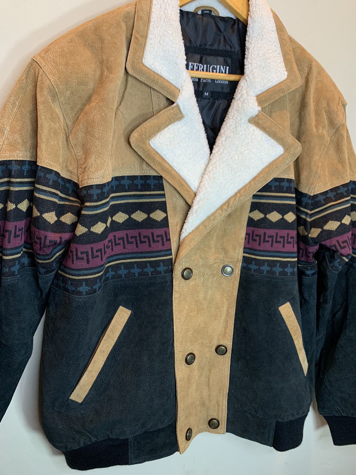 Vintage *RARE* Vintage Ferugini Aztec Leather Southwestern Jacket Size US L / EU 52-54 / 3 - 3 Thumbnail