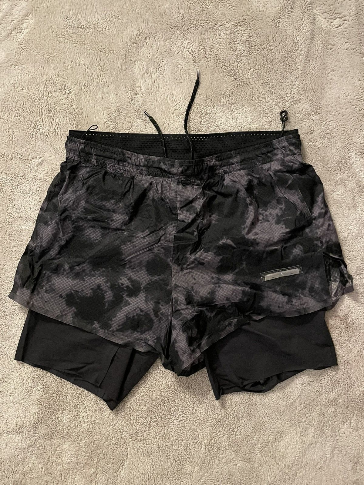 Pre-owned Satisfy Cloud Short Distance 8” Shorts - Tie Dye (ripped)