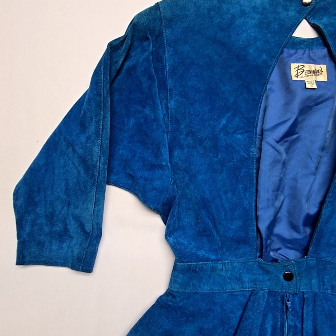 Vintage Vintage Blue Suede Peplum Bennetts Dress Womens Size 6 80s Size M / US 6-8 / IT 42-44 - 11 Thumbnail