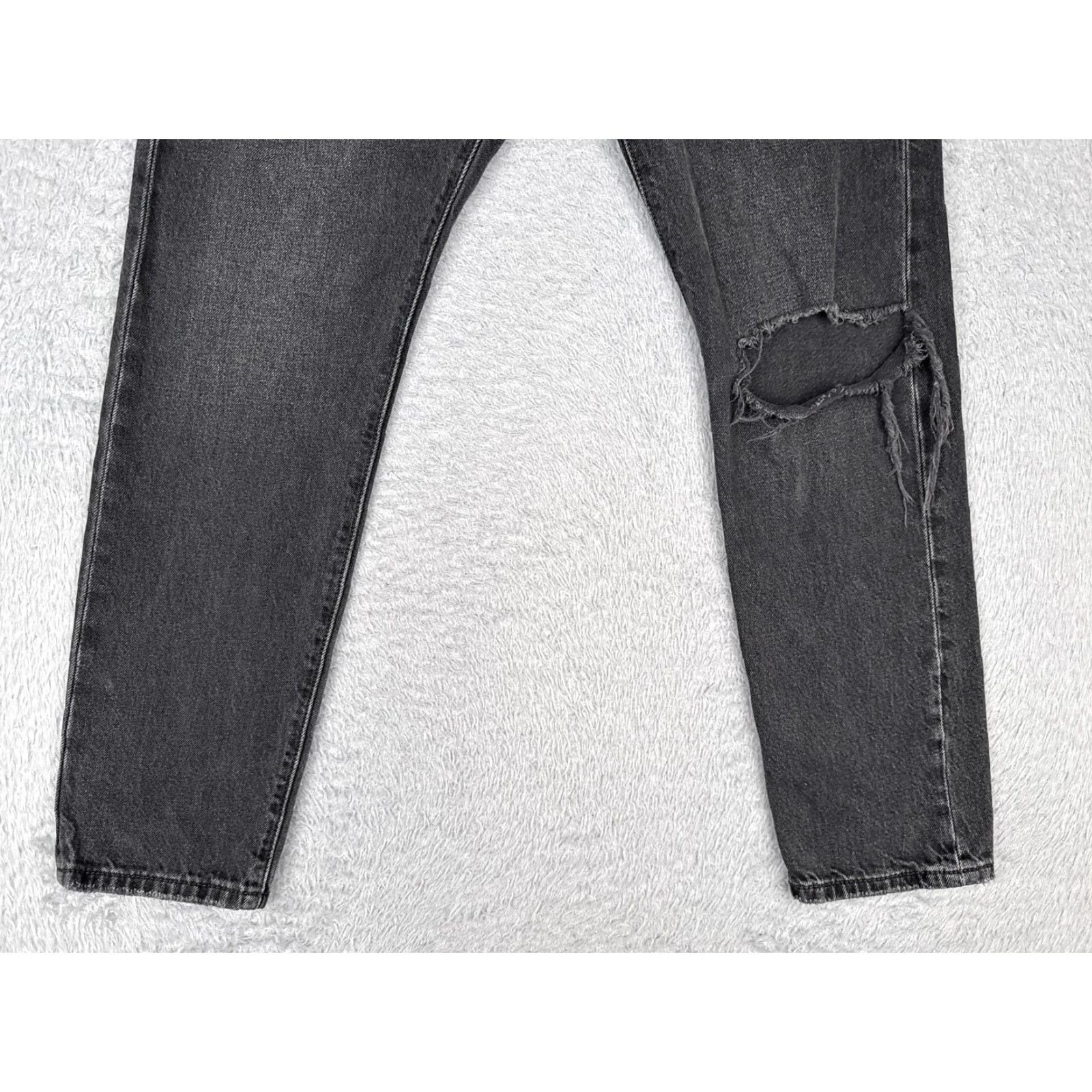 Levi's Levis Premium Jeans Womens 27x28 Black 501 Skinny Button Fly Distressed Cotton Size 27" / US 4 / IT 40 - 2 Thumbnail