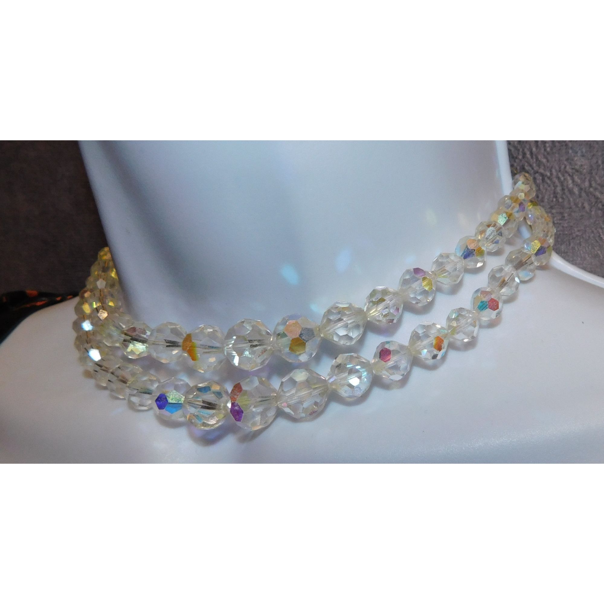 Other Vintage Aurora Borealis Crystal Beaded Double Strand Necklac Size ONE SIZE - 3 Thumbnail