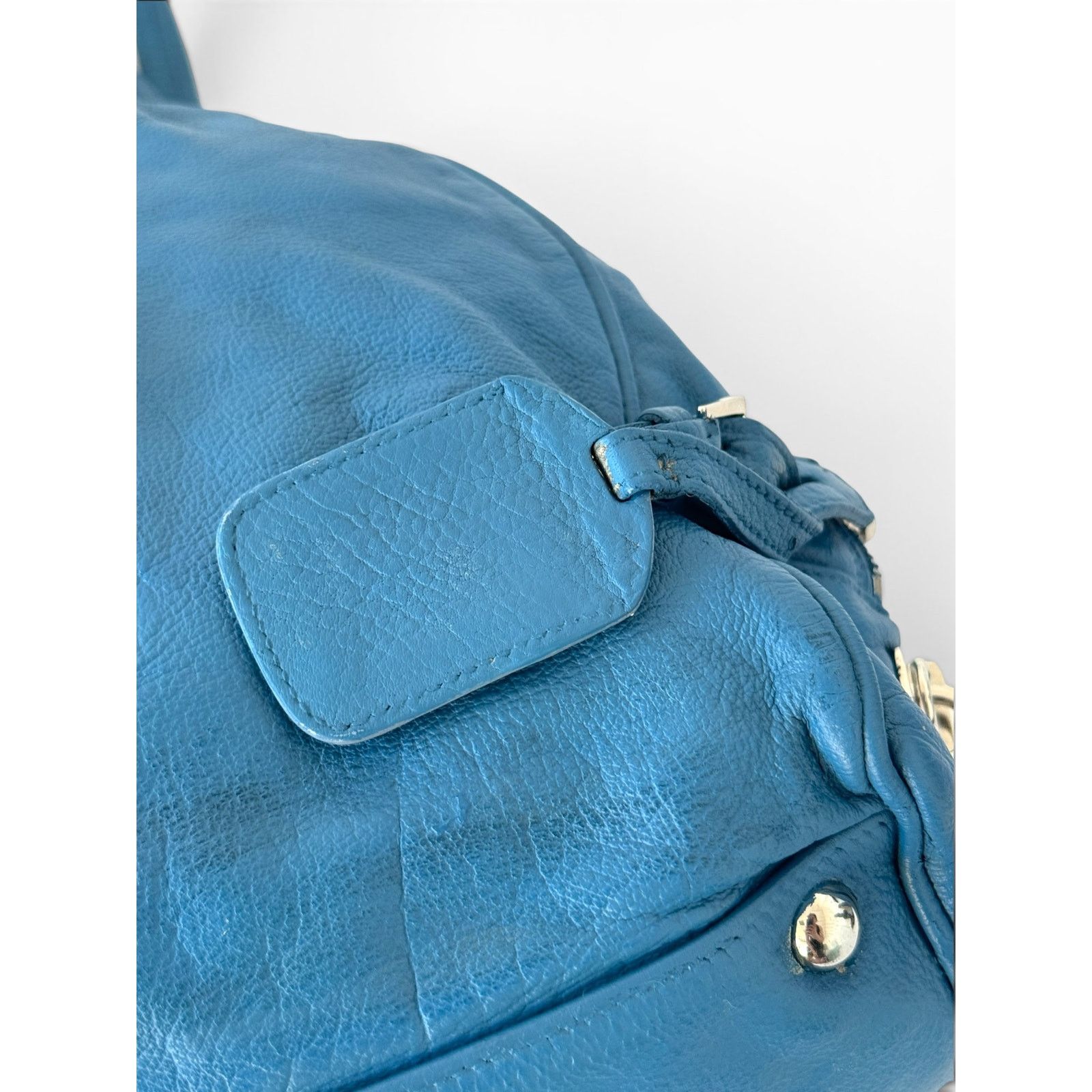 Prada Prada Bowling Leather Blue Bag Size ONE SIZE - 11 Thumbnail