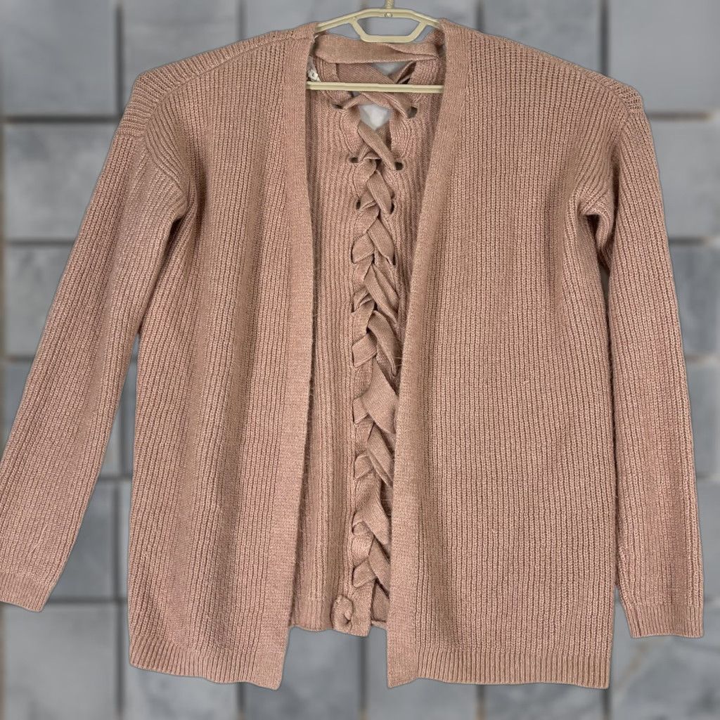 Vintage Maurices Cardigan L Pink Criss Cross Back Open Front Soft Balletcore Boho Shirt Womens L Blush Pink Cardigan Size L / US 10 / IT 46 - 1 Thumbnail