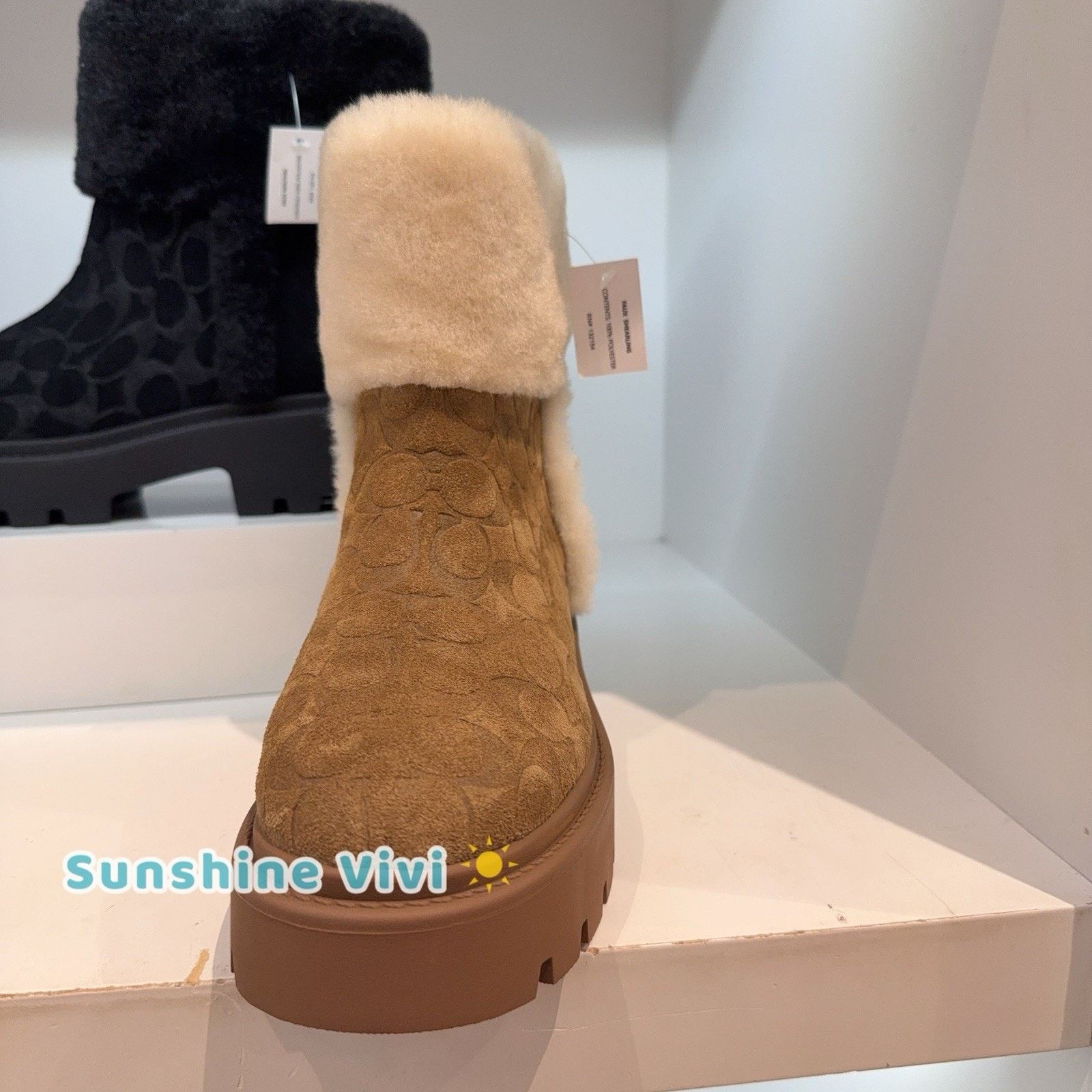 Coach NWT Coach Women's Chunky Sherpa Bootie Suede Tobacco US 8 Size US 8 / IT 38 - 3 Thumbnail