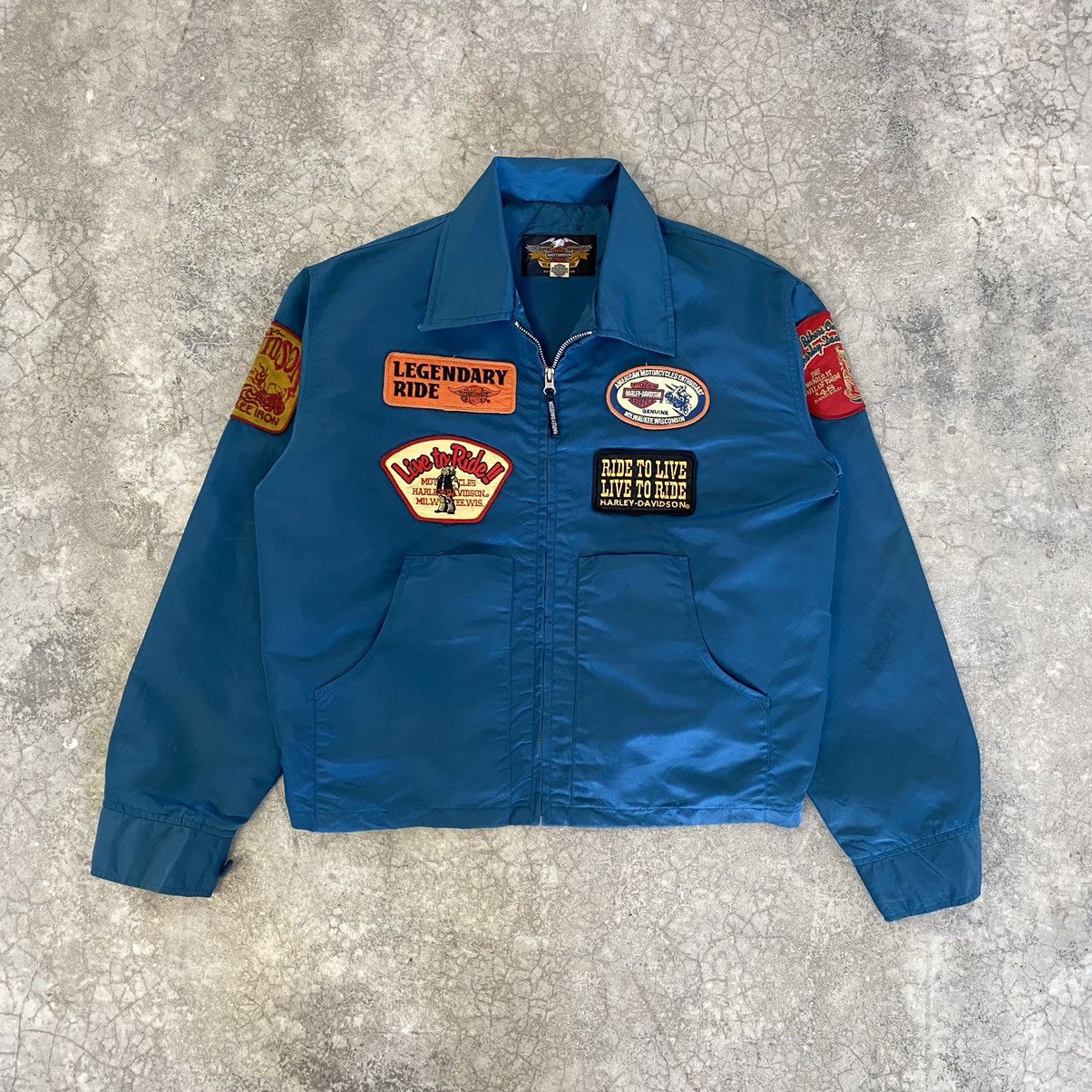 Harley Davidson Vintage Harley Davidson Patches Nylon Zipper Jacket Size US L / EU 52-54 / 3 - 1 Thumbnail