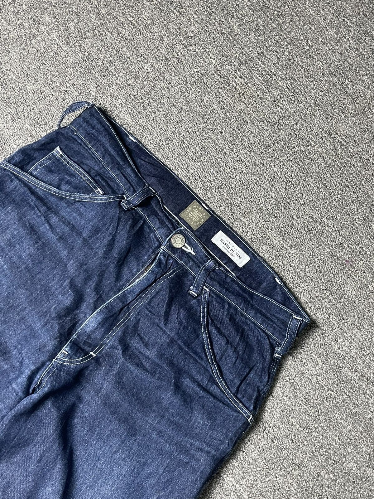 Japanese Brand × Vintage BACK NUMBER x WASHI DENIM Baggy Jeans (91) Size US 31 - 4 Thumbnail