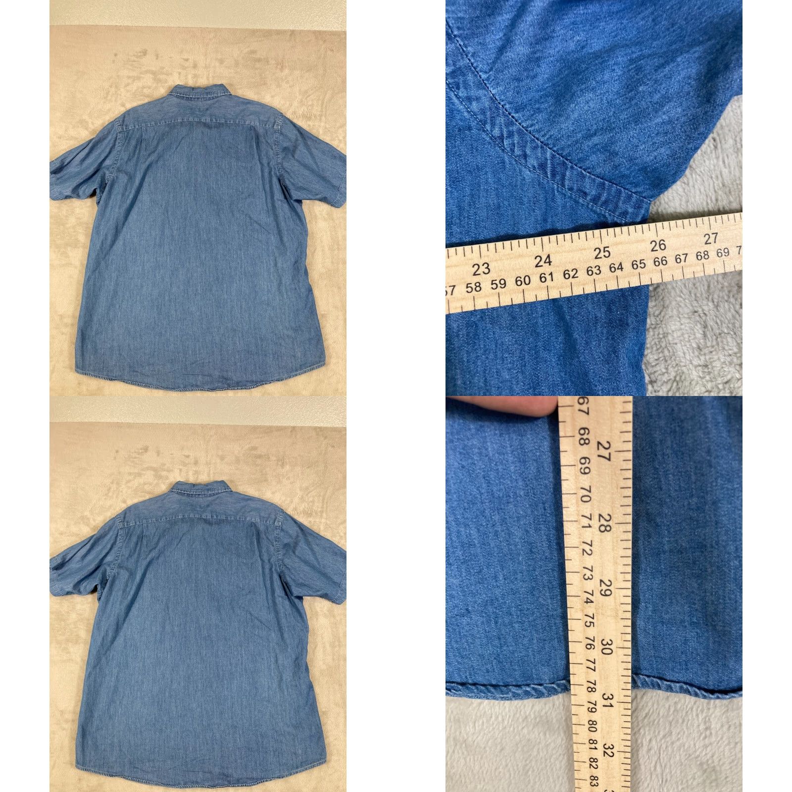 Cremieux Cremieux Classics Denim Button Down Shirt Mens XL Blue Cotton Short Sleeve Size US XL / EU 56 / 4 - 8 Thumbnail